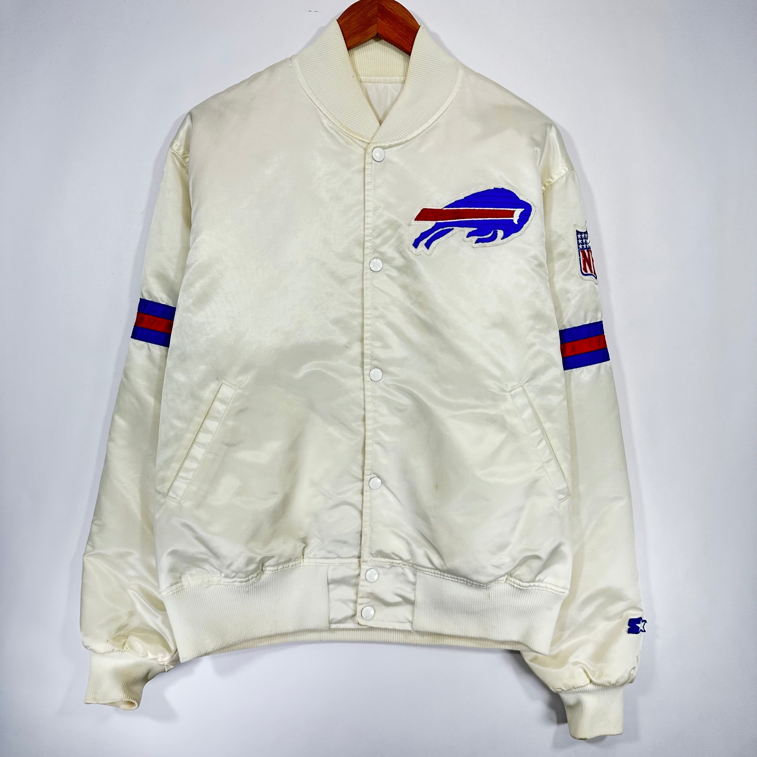 Vintage Buffalo Bills White Starter Satin Jacket Large