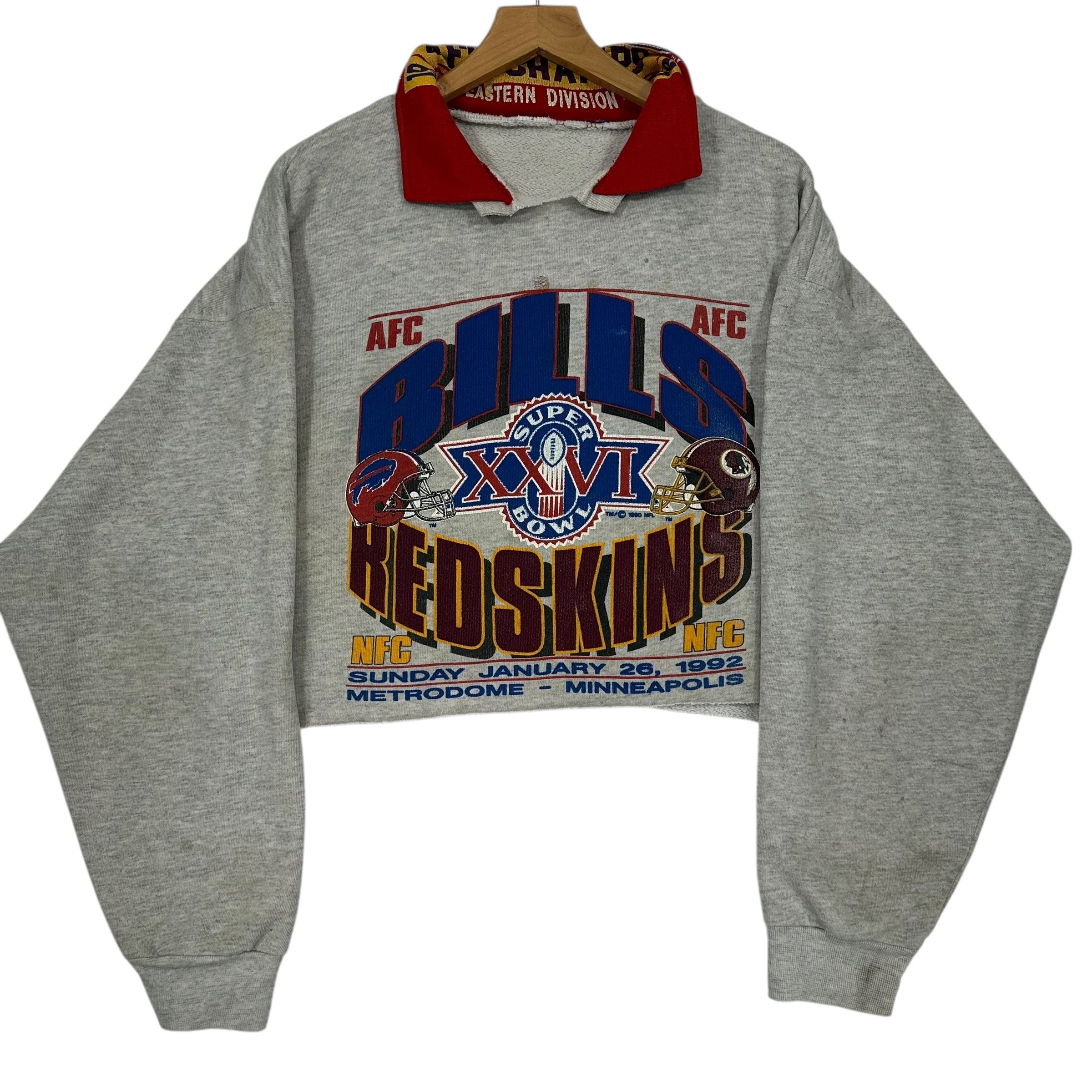 Vintage Buffalo Bills Reworked Cropped Collared Sweatshirt XL