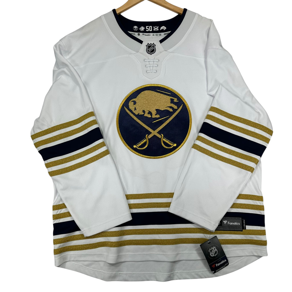 Autographed Rick Jeanneret 50th Anniversary Buffalo Sabres Jersey XXL