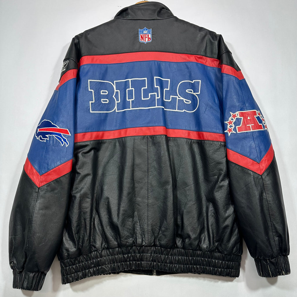 Vintage Buffalo Bills Leather Bomber Jacket Large