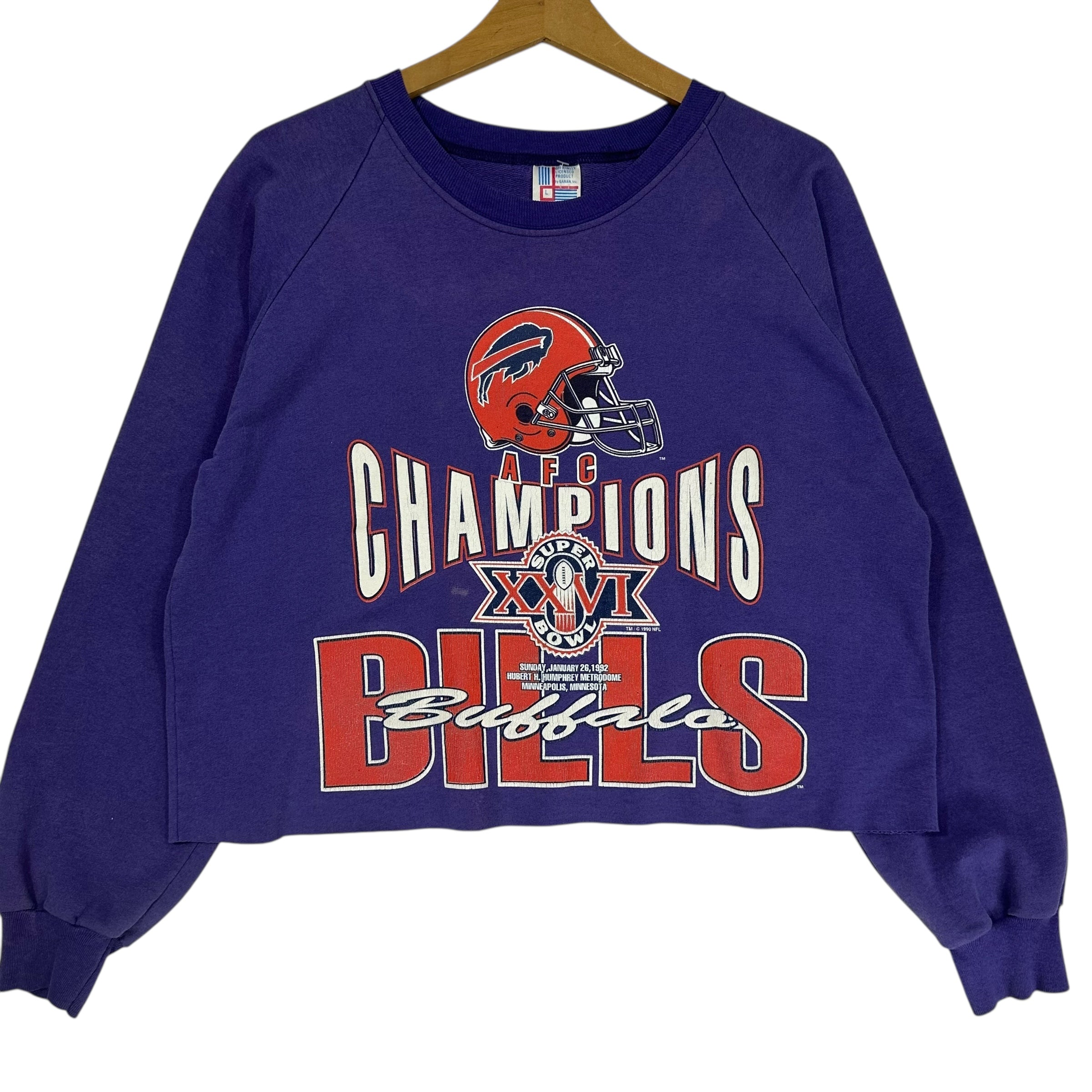 Vintage Buffalo Bills 1992 AFC Champs Cropped Crewneck Sweatshirt Large