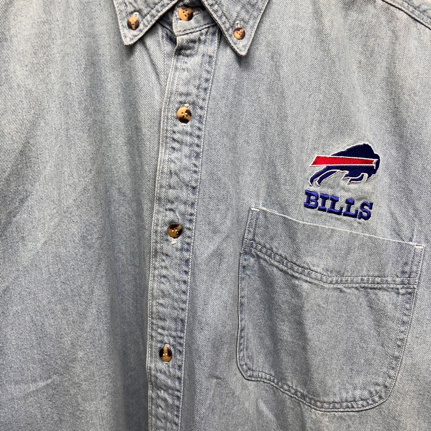 Vintage Buffalo Bills Button Up Denim Long Sleeve Shirt XL