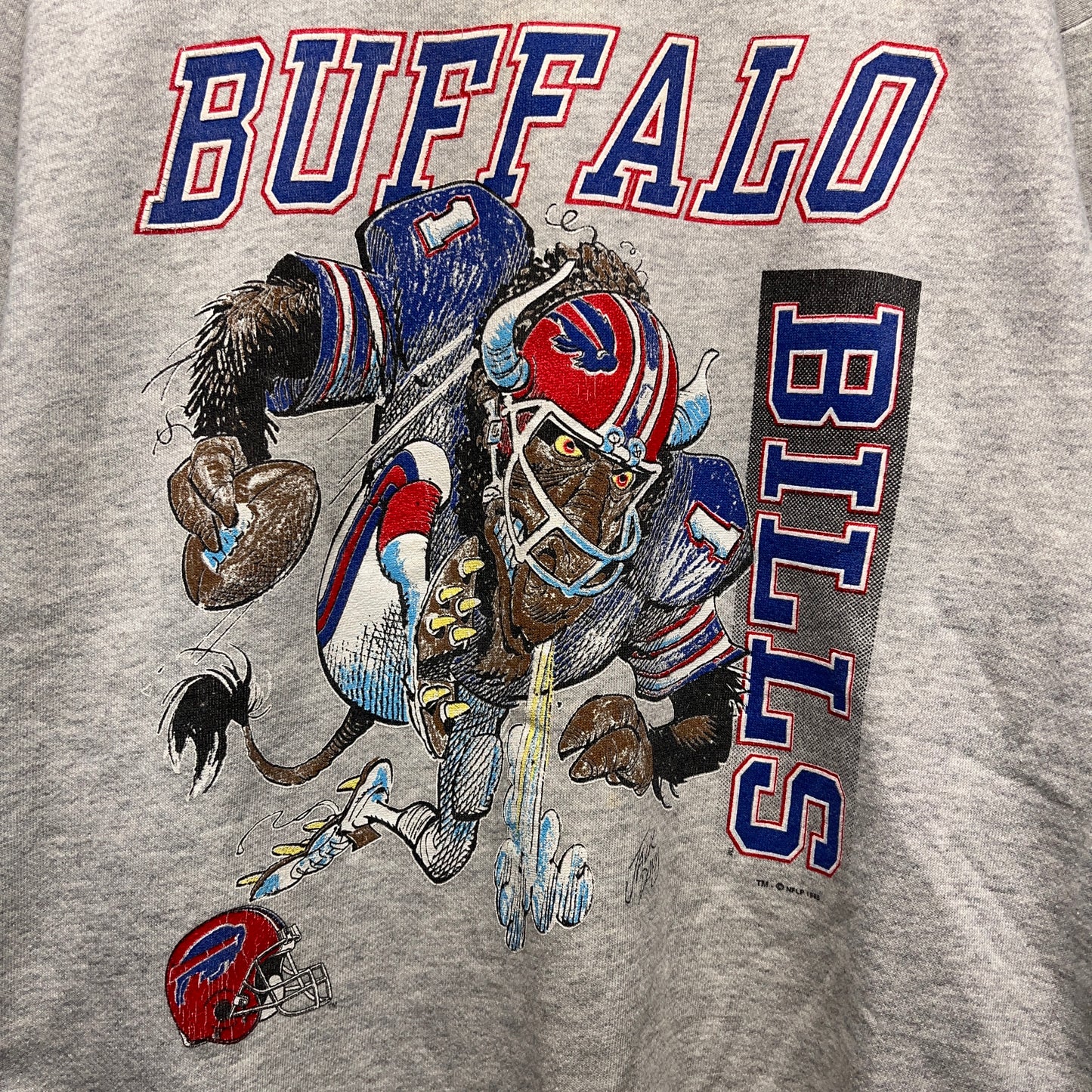 Vintage Buffalo Bills Jack Davis Cartoon Crewneck Sweatshirt Large