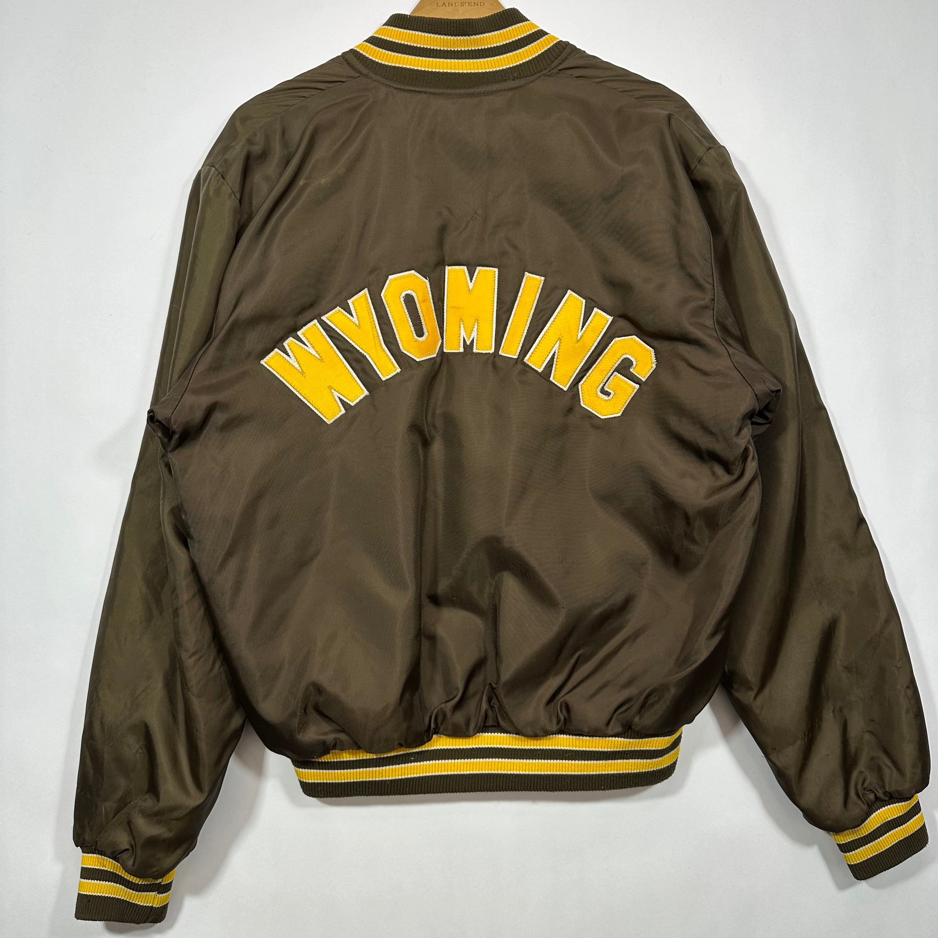 Vintage Wyoming Cowboys Buffalo Bills Satin Bomber Jacket Medium