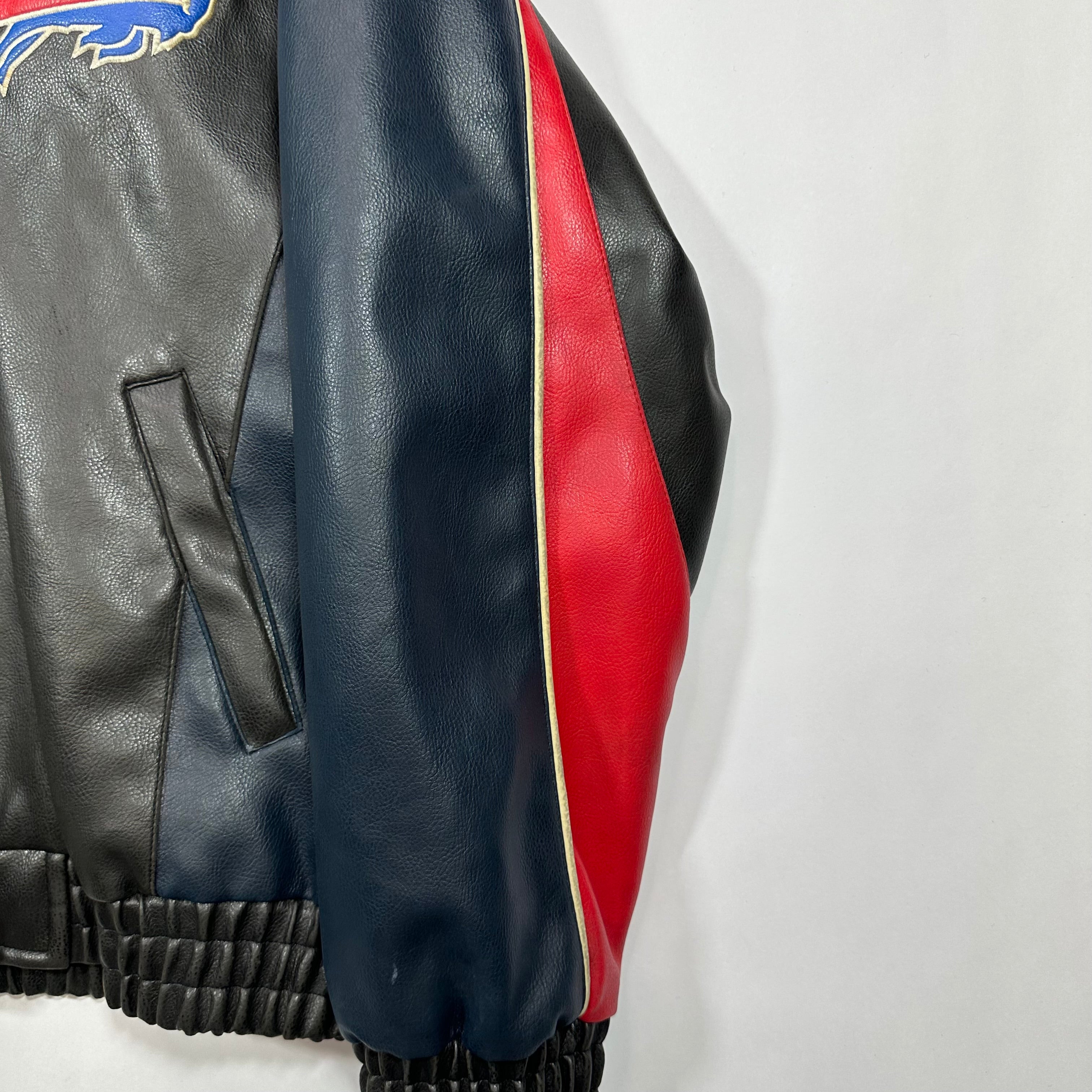 Vintage Buffalo Bills Vegan Leather Bomber Jacket Large