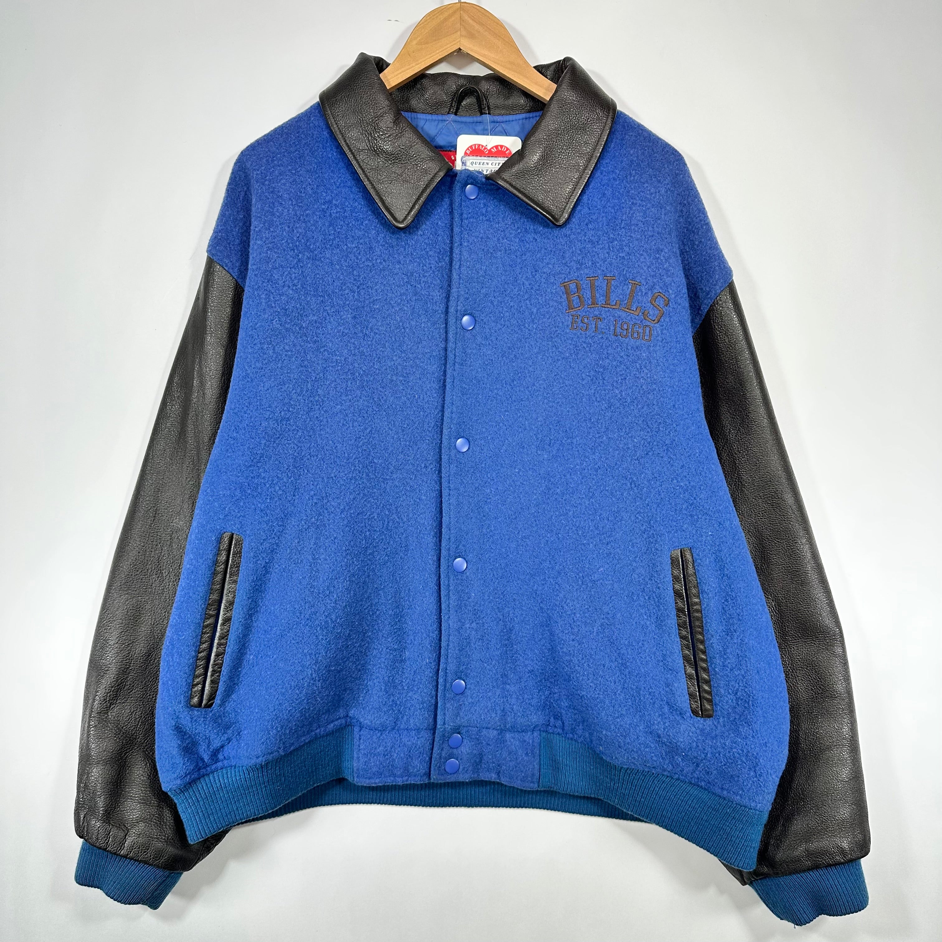 Vintage Buffalo Bills Wool Leather Bomber Jacket XL