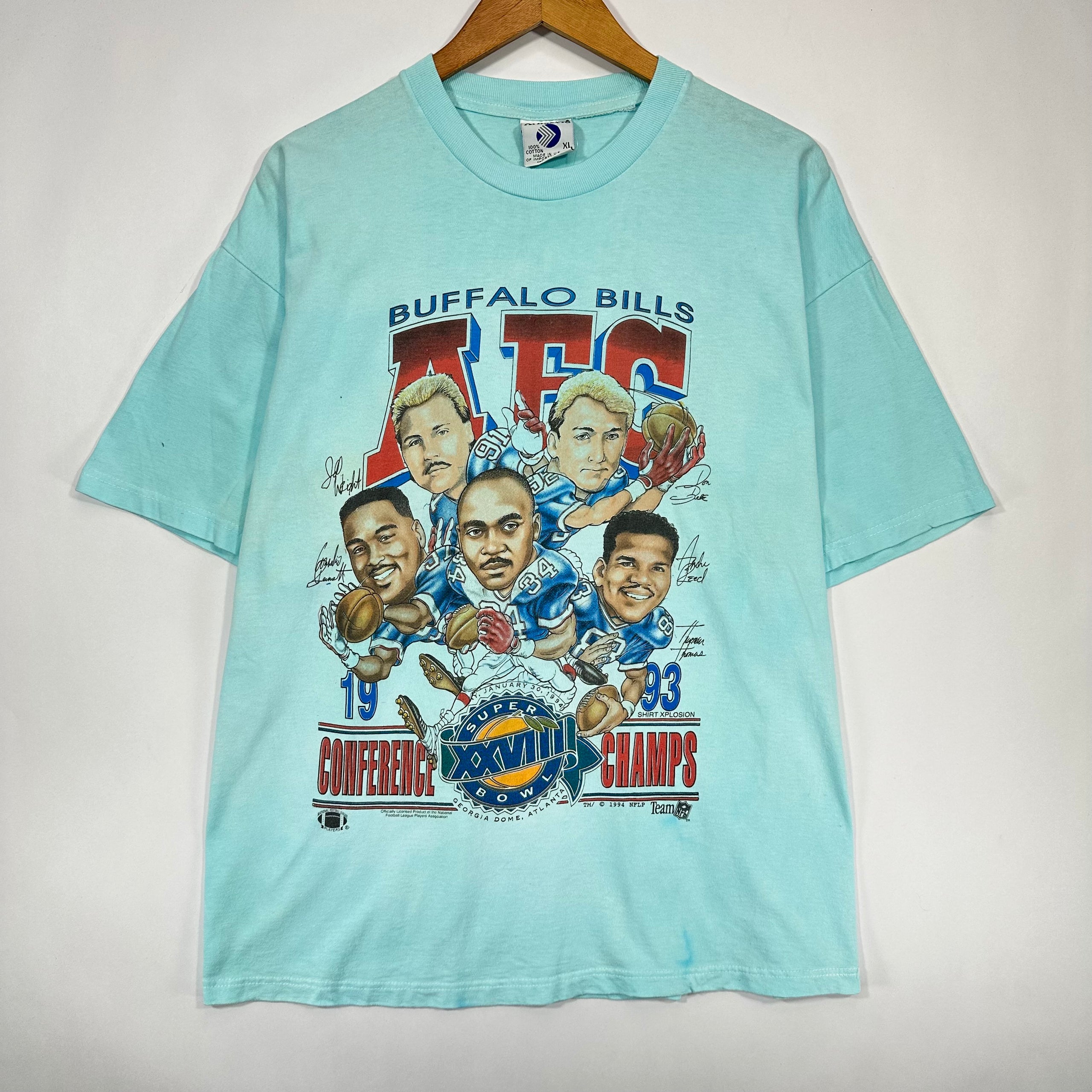 Vintage Buffalo Bills Overdyed 1993 AFC East Champions Caricature Shirt XL