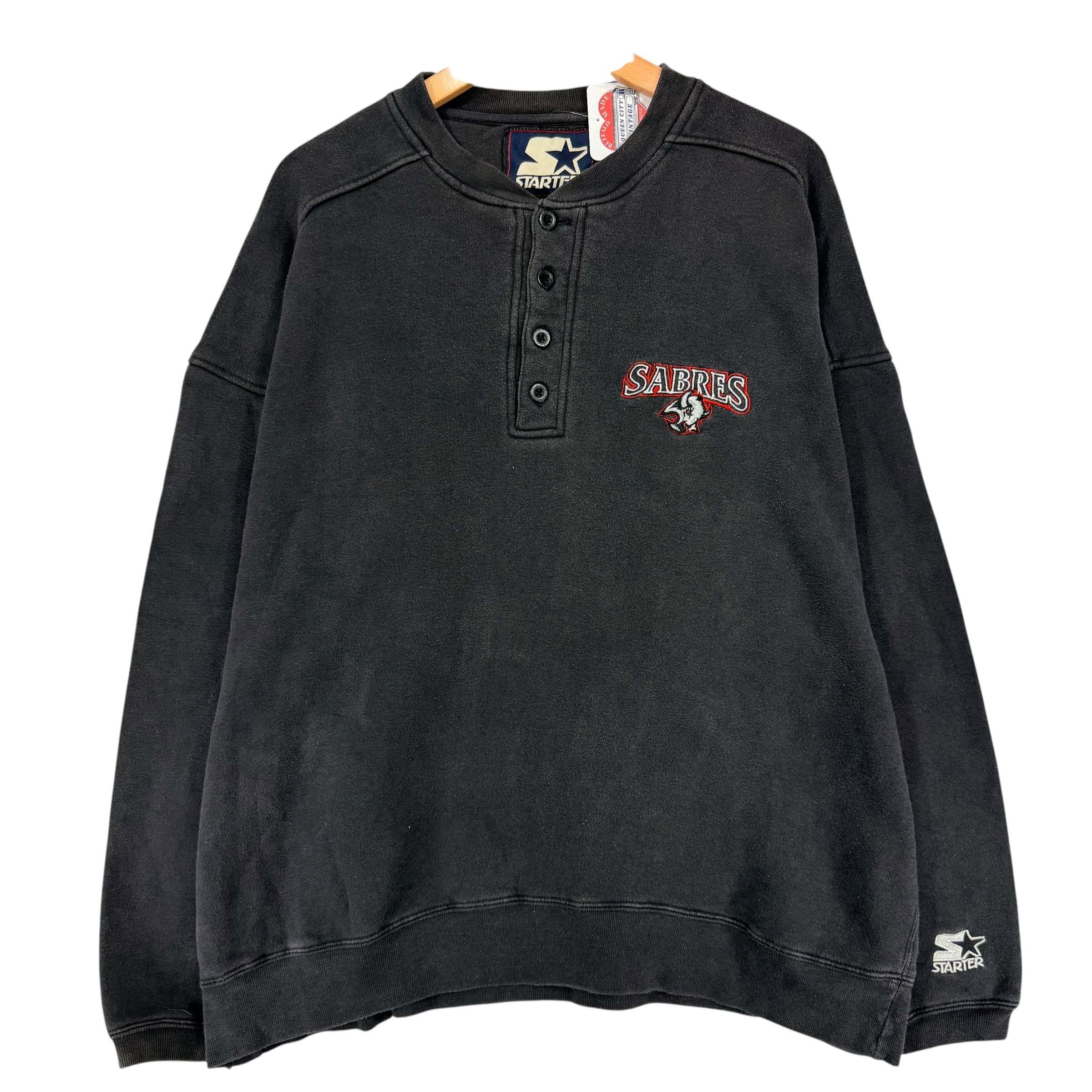 Vintage Buffalo Sabres Embroidered Henley Crewneck Sweatshirt XL