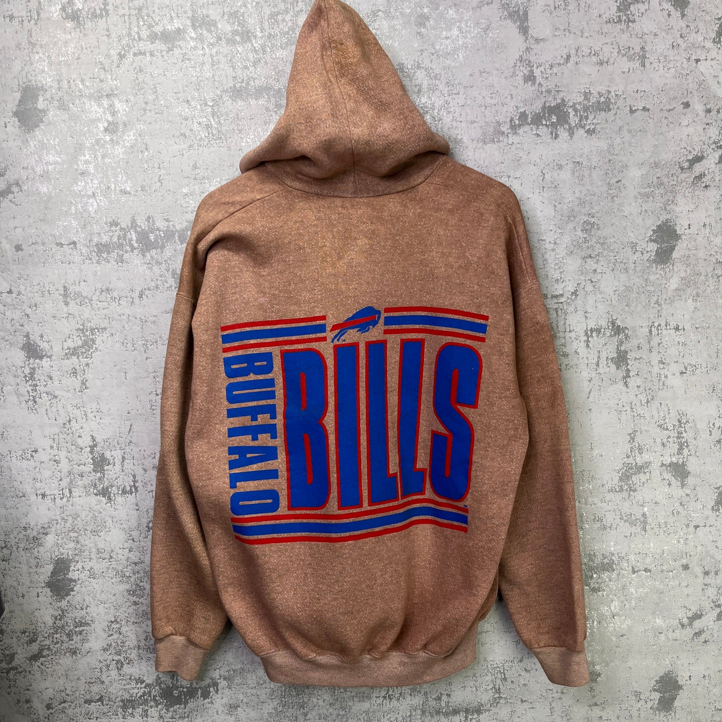 Vintage Buffalo Bills Brown Overdyed Zip Up Hoodie Sweatshirt Large