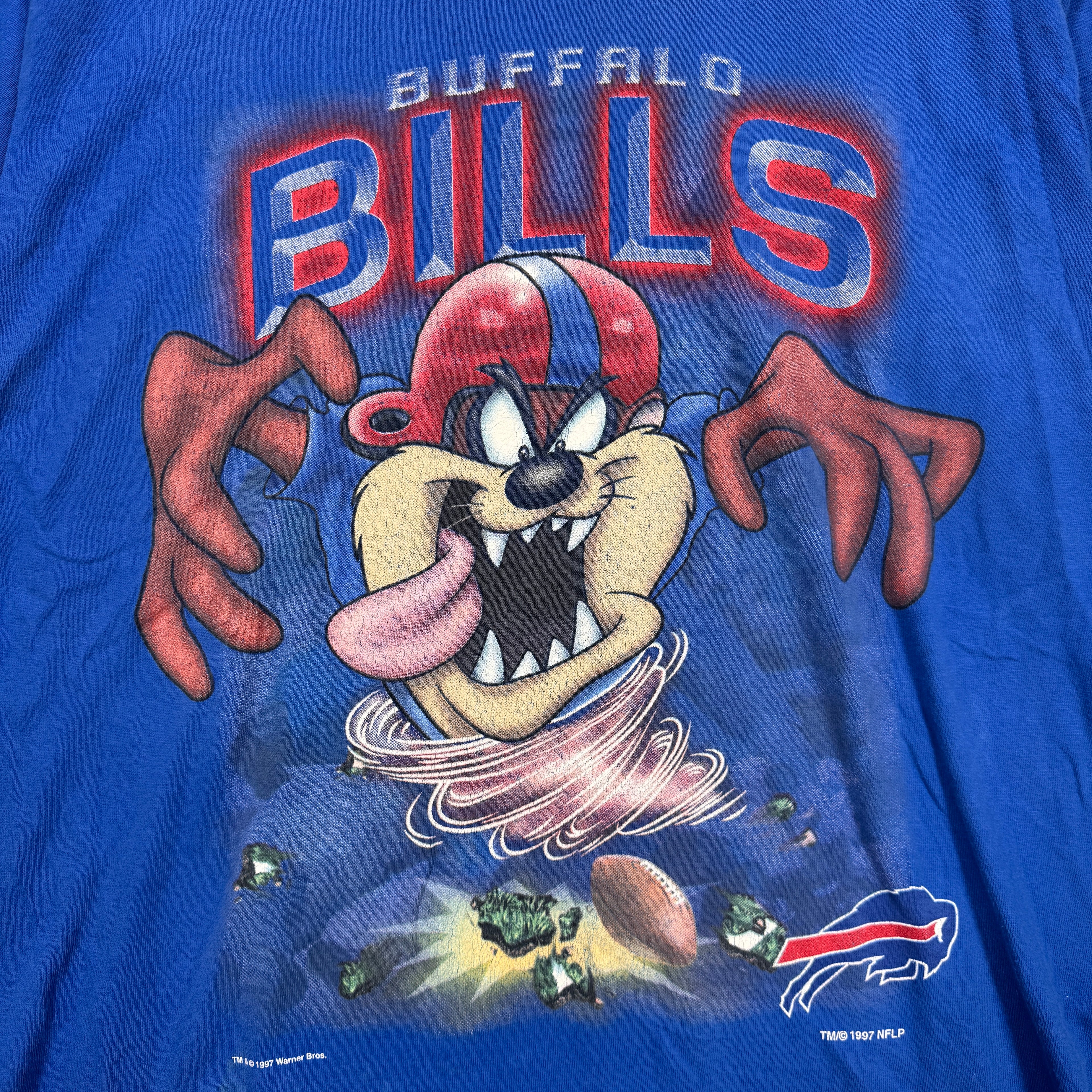 Vintage Buffalo Bills Taz Looney Tunes Cartoon Shirt Large