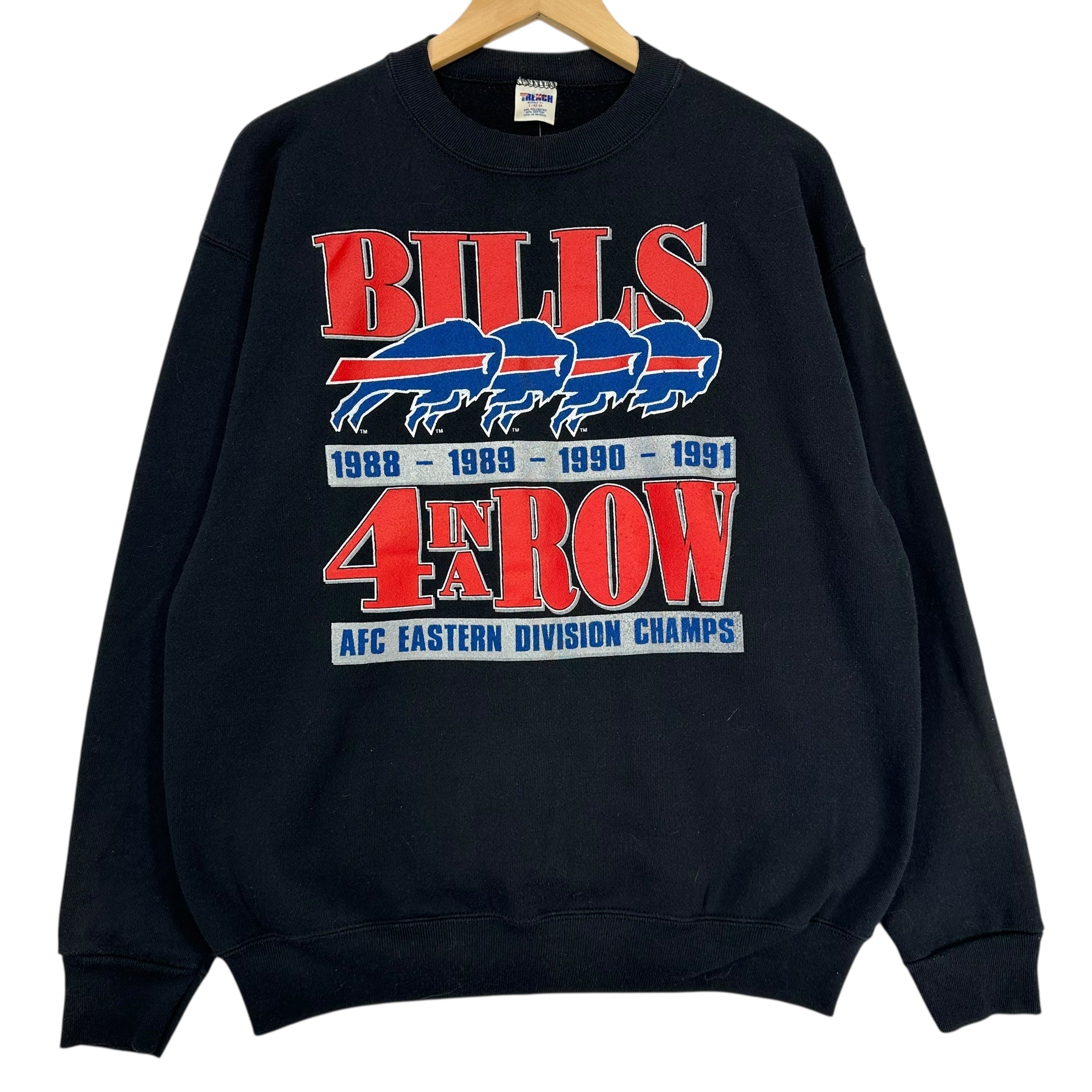 Vintage Buffalo Bills 4-In-A-Row Crewneck Sweatshirt Large