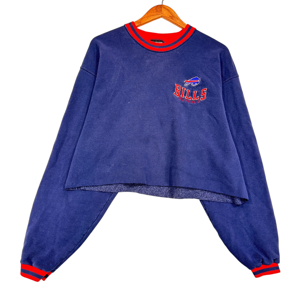 Vintage Buffalo Bills Crop Top Crewneck Sweatshirt Large