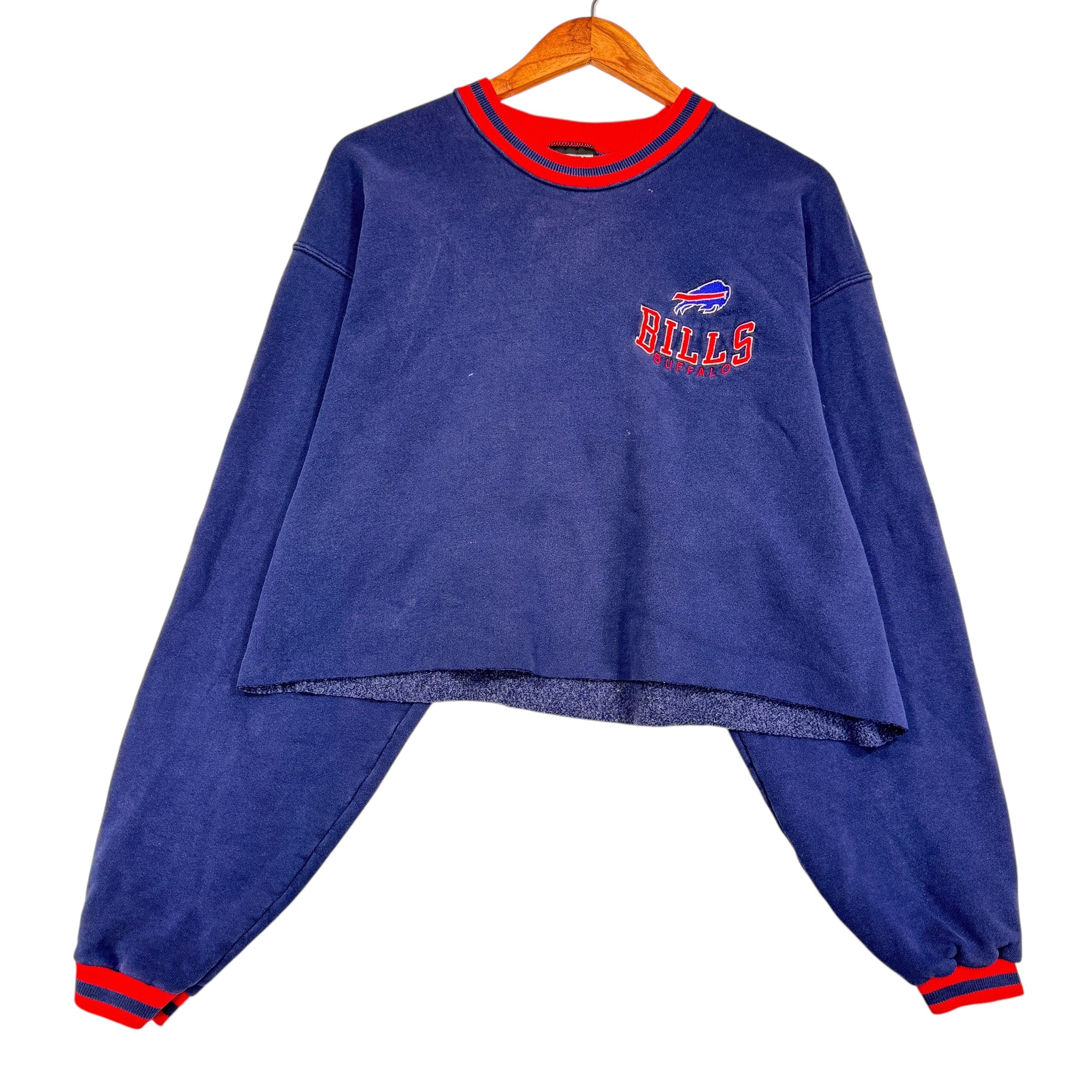Vintage Buffalo Bills Crop Top Crewneck Sweatshirt Large
