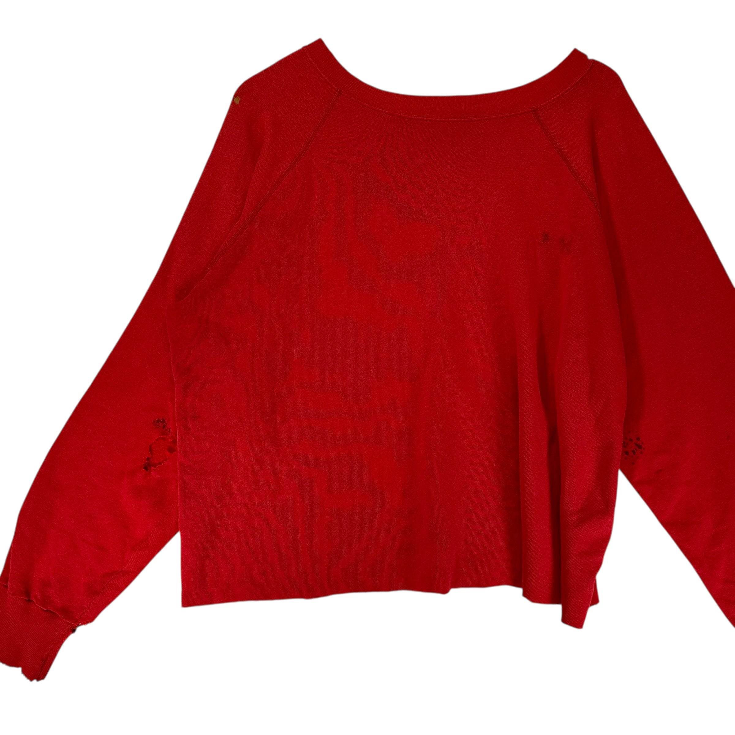 Vintage Buffalo Bills Red Thrashed Cropped Crewneck Sweatshirt XL