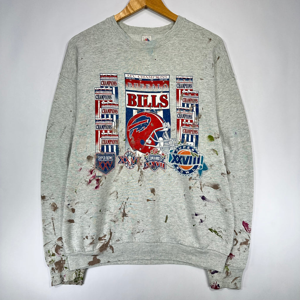 Vintage Buffalo Bills Paint Splatter Crewneck Sweatshirt XL