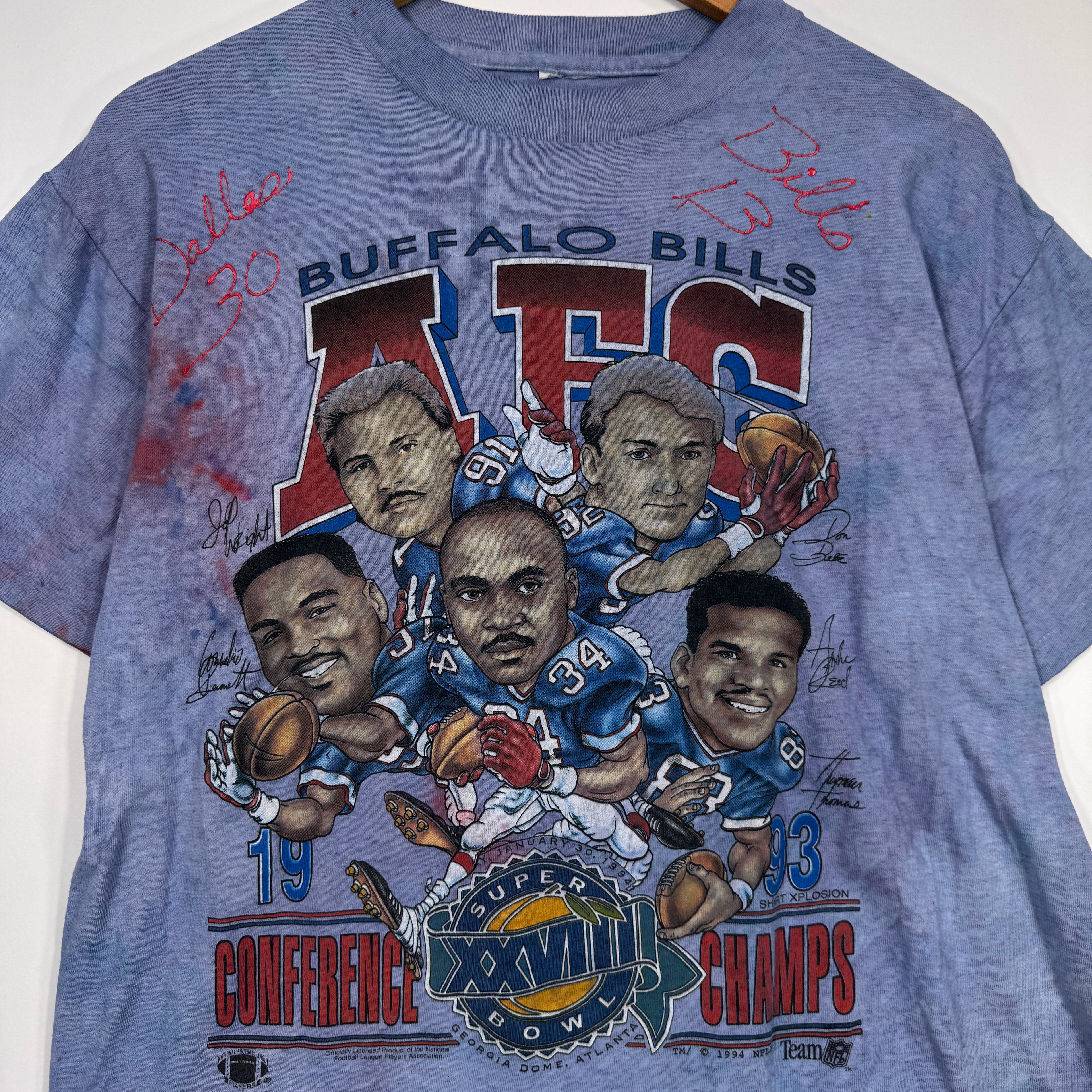 Vintage Buffalo Bills Overdyed 1993 AFC Champions Caricature Shirt Large
