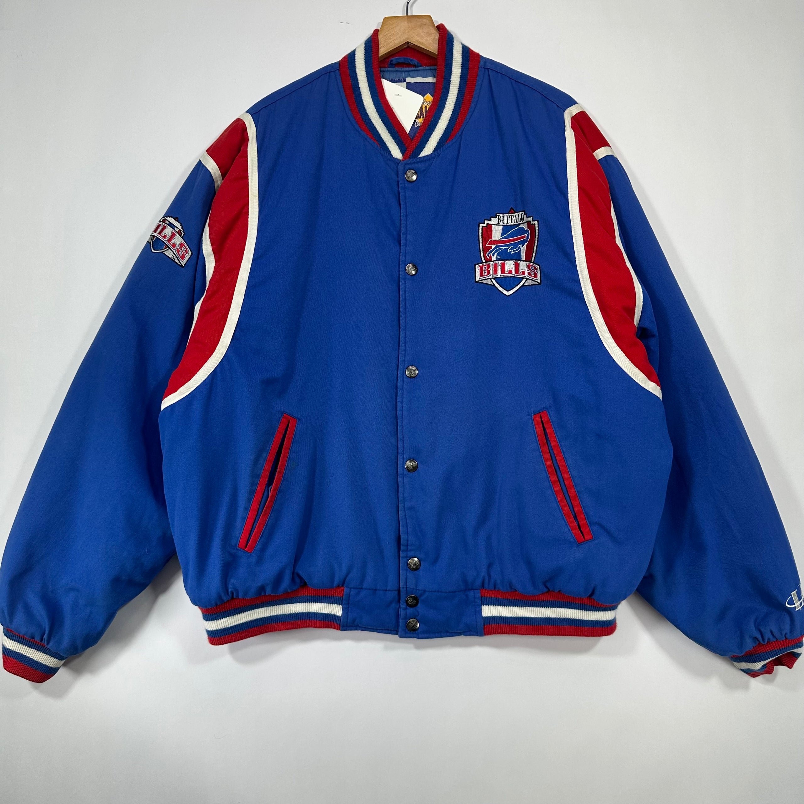 Vintage Buffalo Bills Quilted Bomber Jacket Large