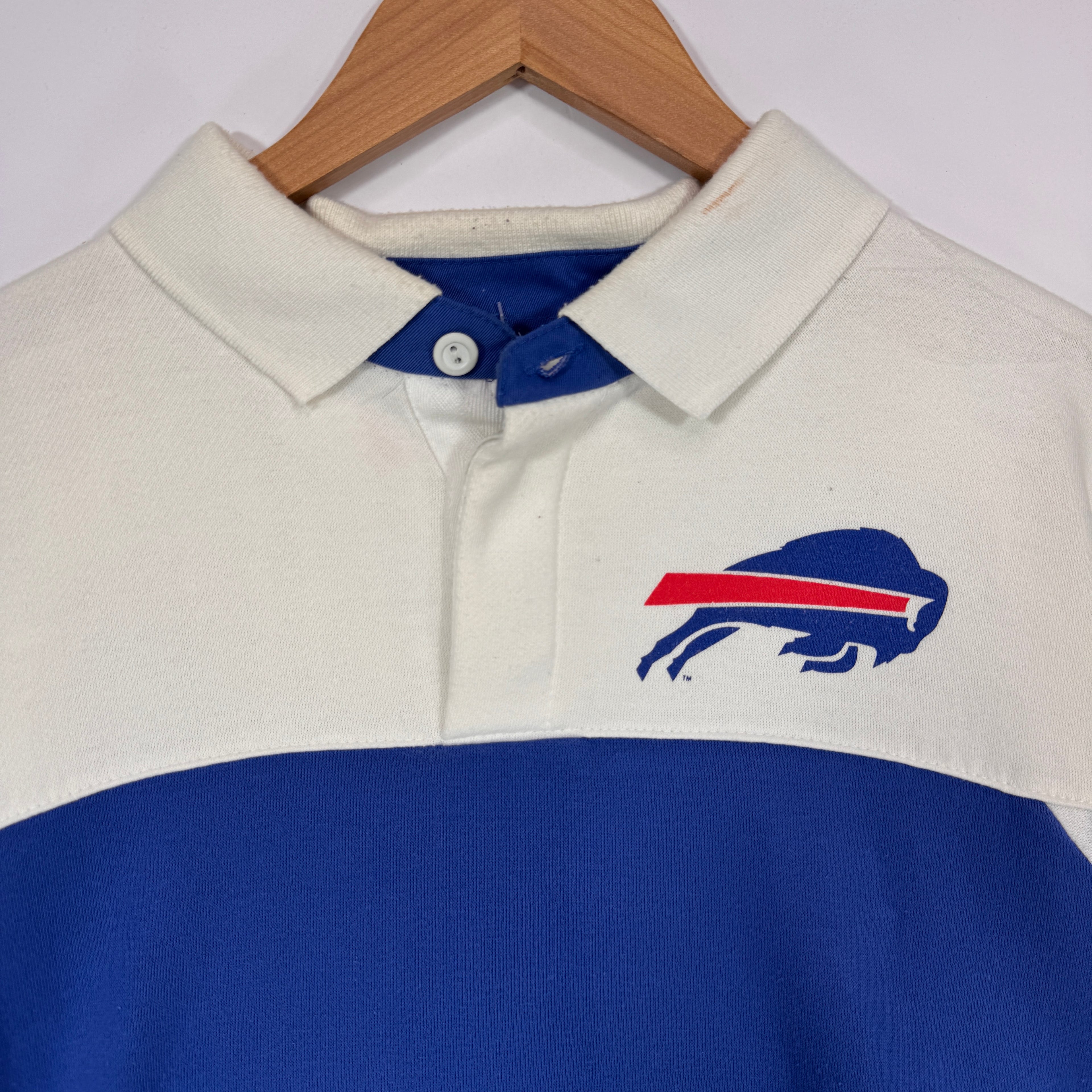 Vintage Buffalo Bills Color Block Collared Crewneck Sweatshirt XL