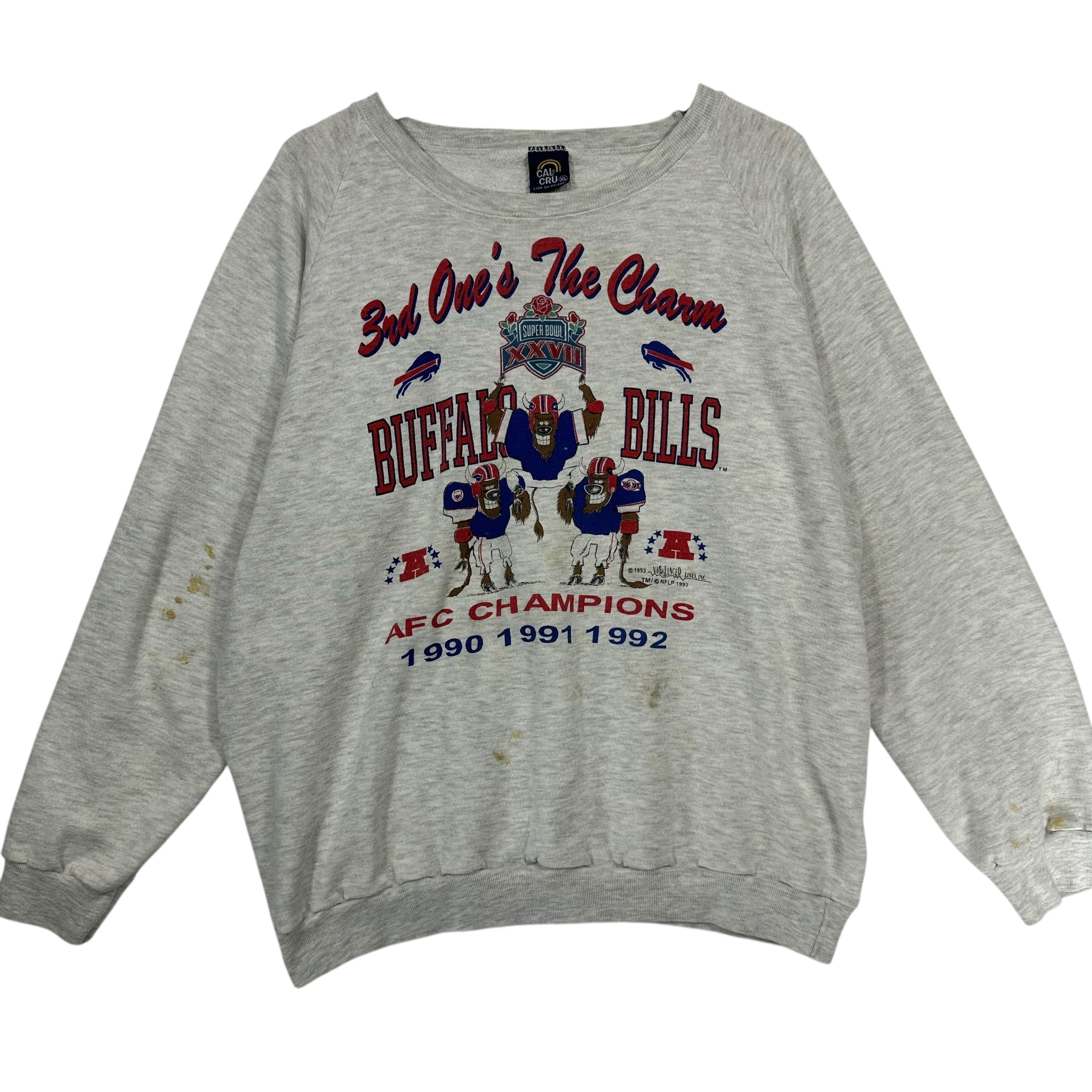 Vintage Buffalo Bills Thrashed 1992 AFC Champs Crewneck Sweatshirt XL