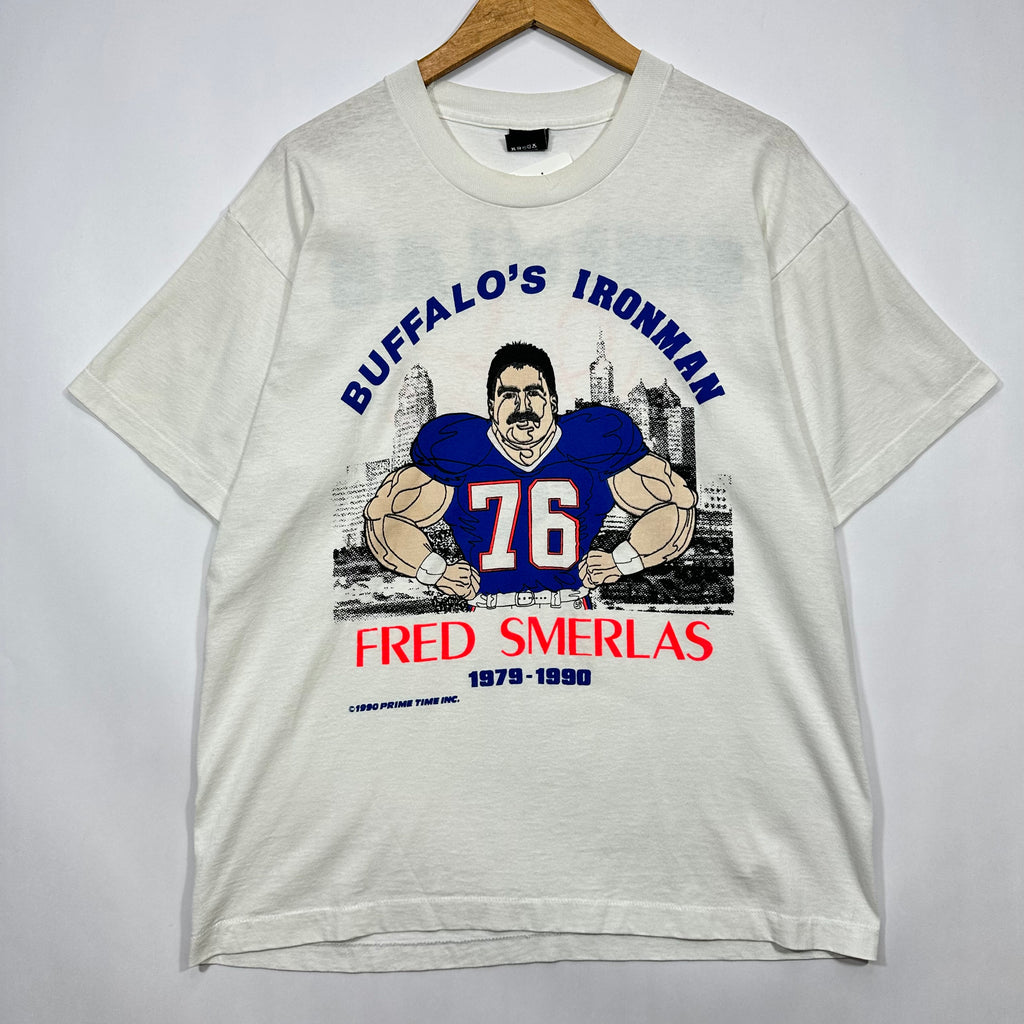 Vintage Buffalo Bills Freddy Smerlas Ironman Cartoon Shirt Large