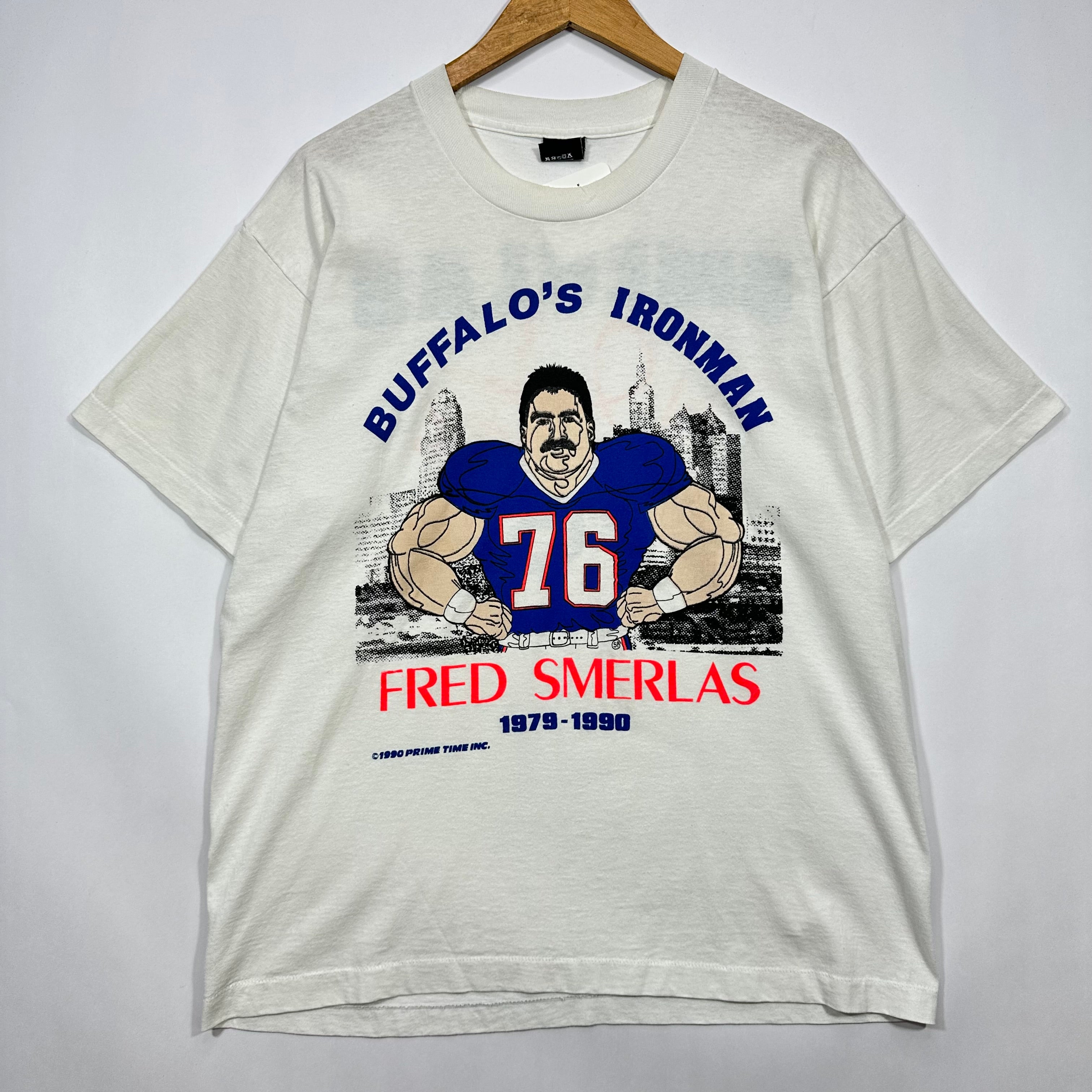 Vintage Buffalo Bills Freddy Smerlas Ironman Cartoon Shirt Large
