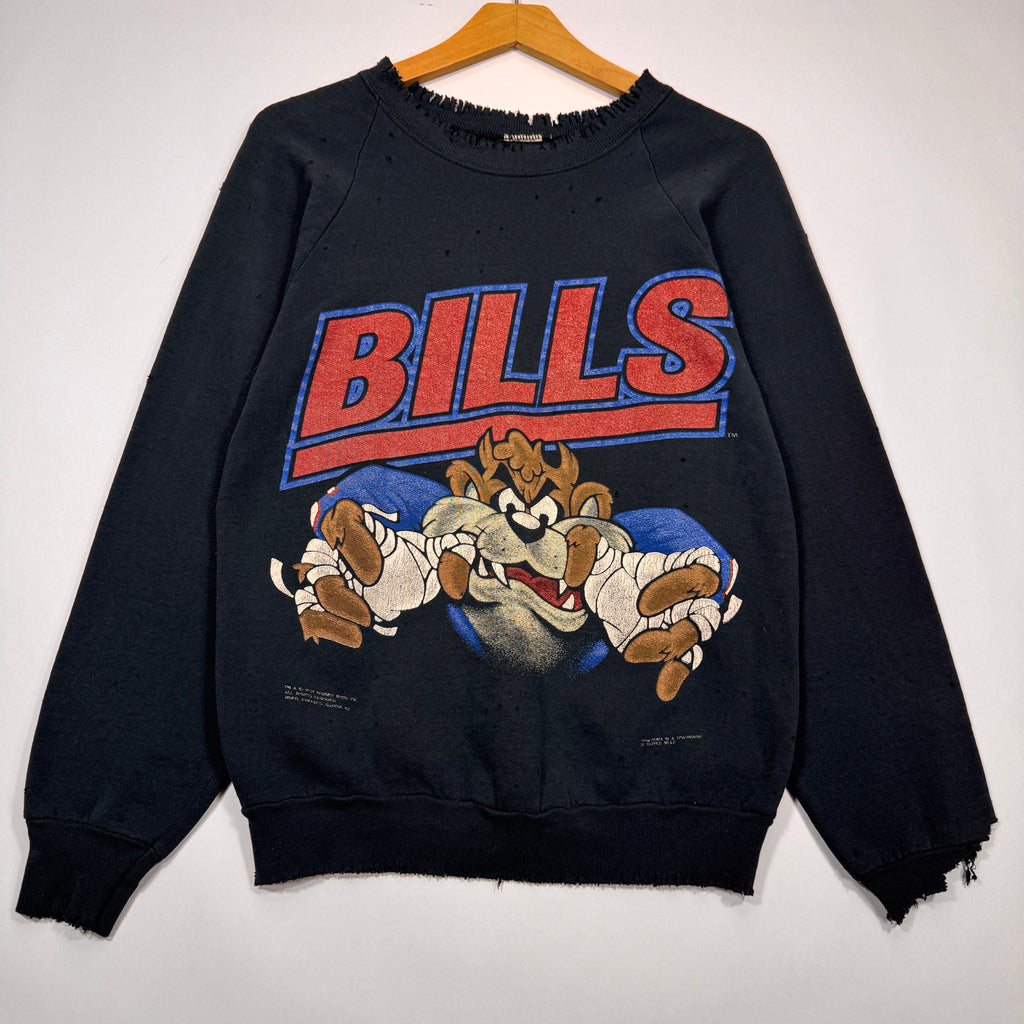 Vintage Buffalo Bills Thrashed Taz Looney Tunes Cartoon Crewneck Sweatshirt Large