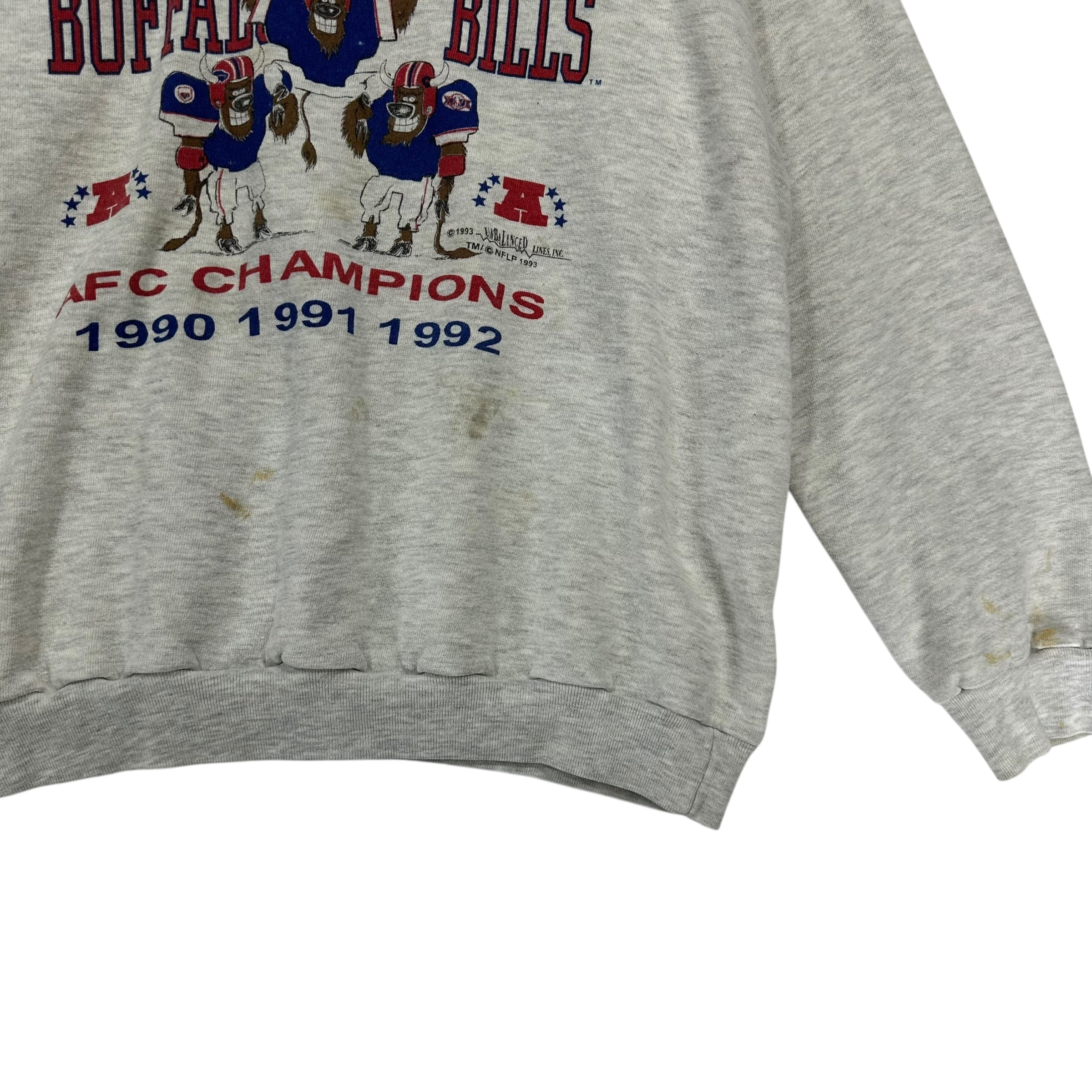 Vintage Buffalo Bills Thrashed 1992 AFC Champs Crewneck Sweatshirt XL