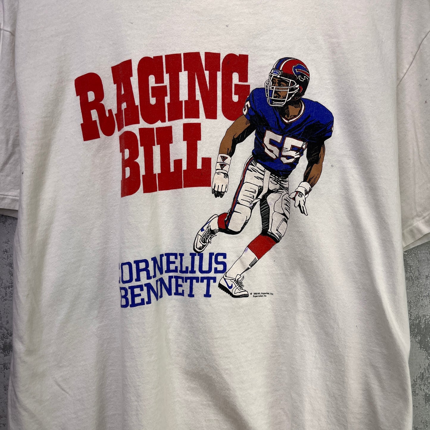 1989 Buffalo Bills Cornelius Bennett Raging Bill Character Shirt Large