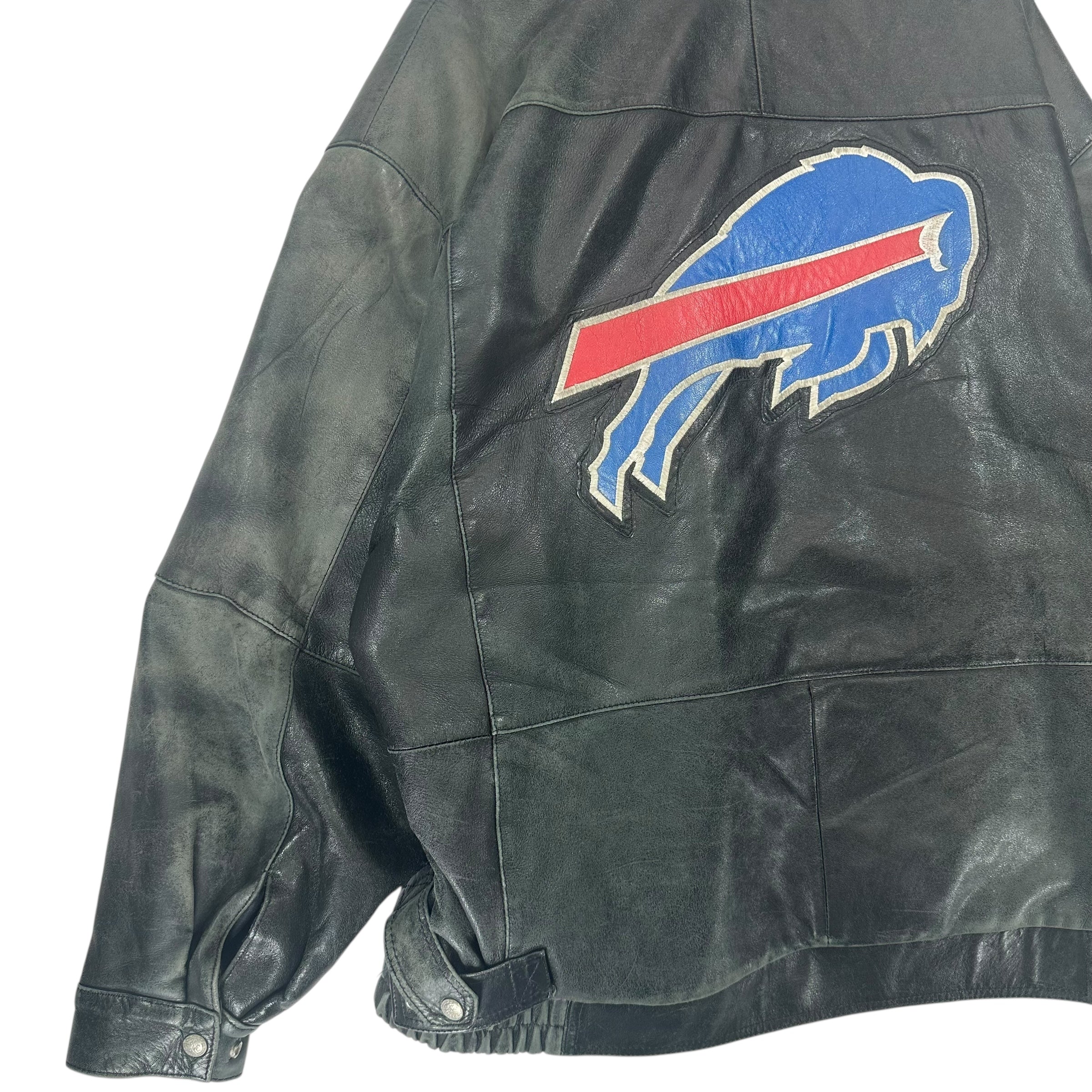 Vintage Buffalo Bills Jeff Hamilton Lamb Leather Bomber Jacket XL