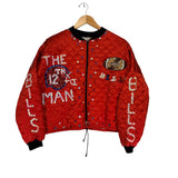 Vintage Buffalo Bills Custom Bedazzled Crop Quilt Liner Jacket Medium
