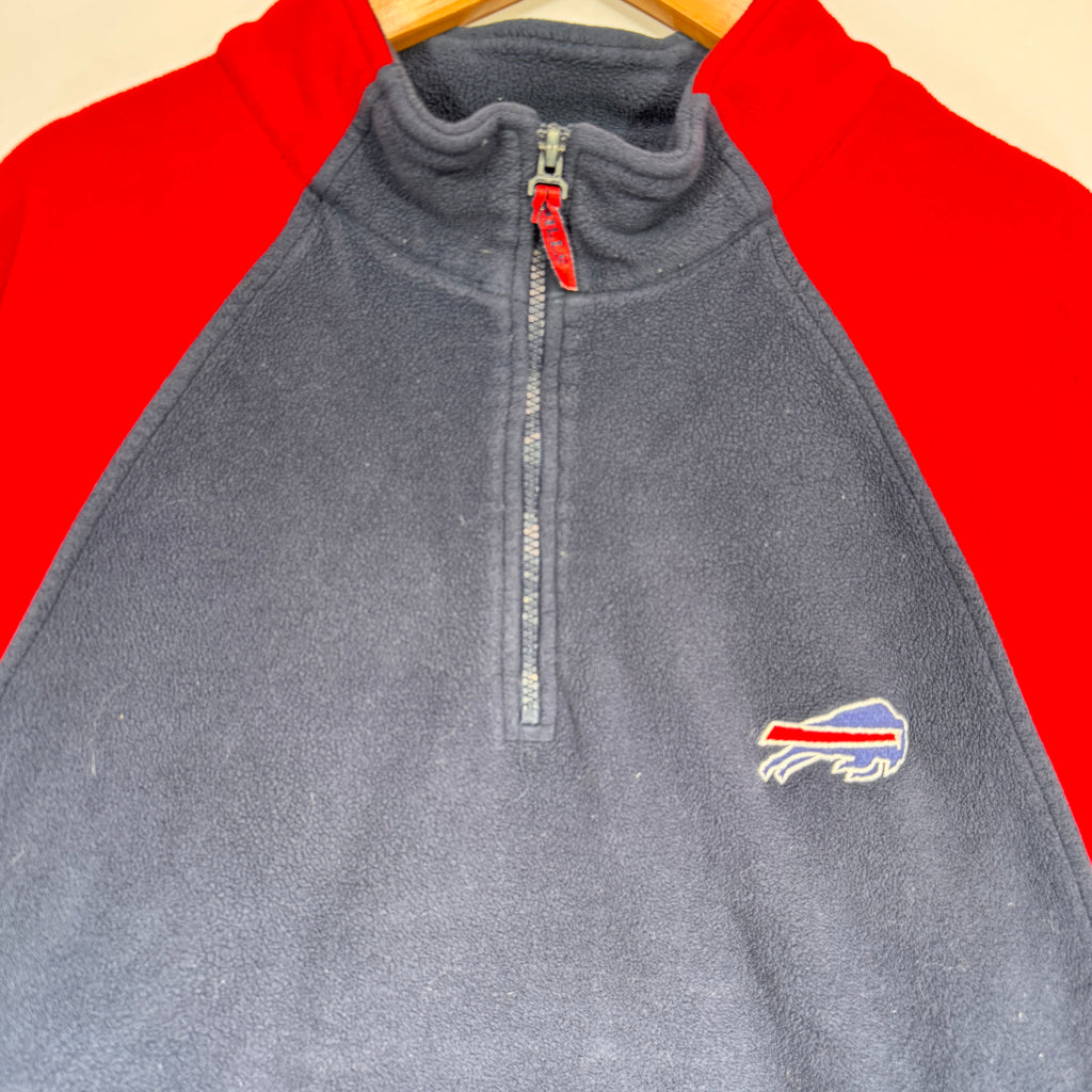 Vintage Buffalo Bills 1/4 Zip Fleece Pullover Sweatshirt XXL