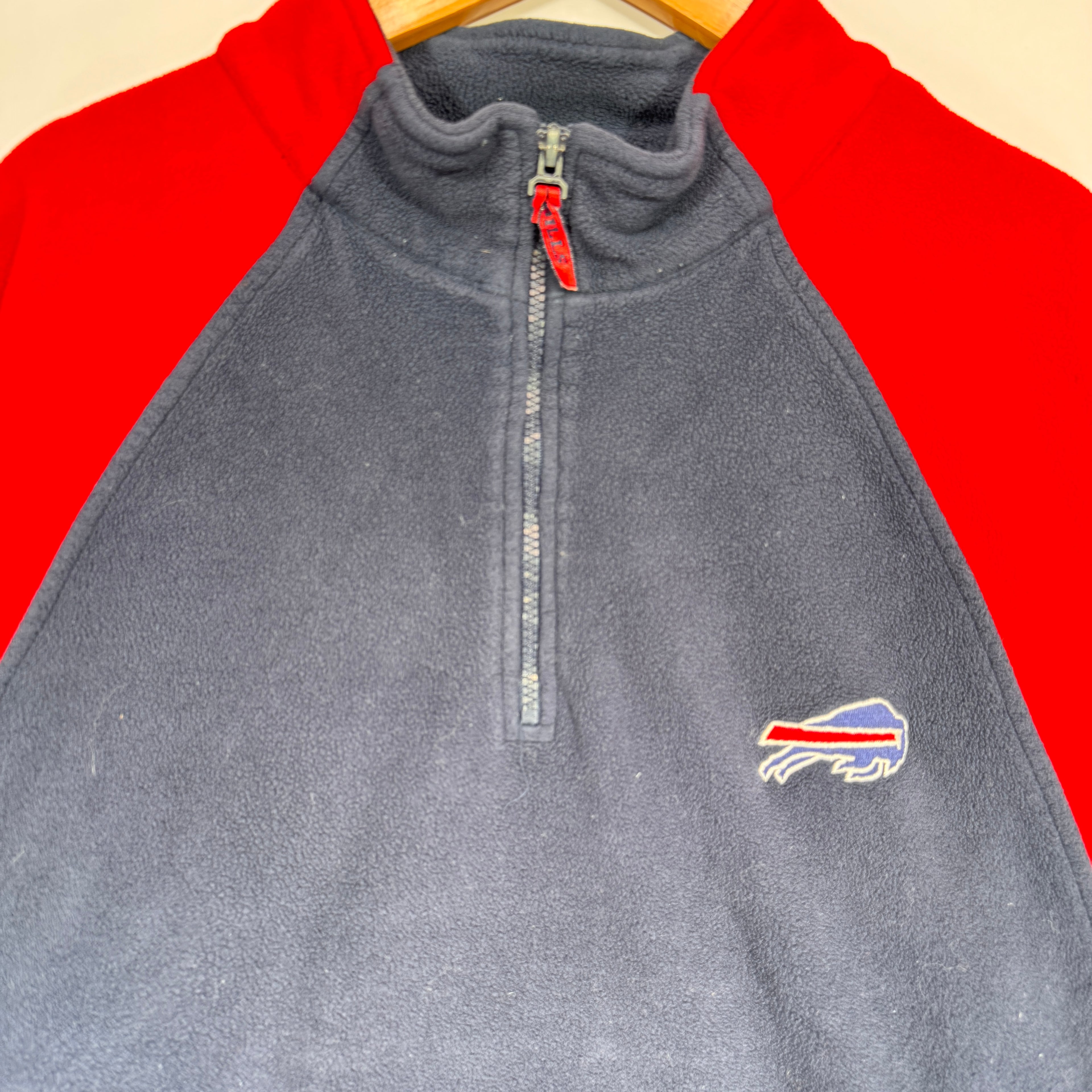 Vintage Buffalo Bills 1/4 Zip Fleece Pullover Sweatshirt XXL