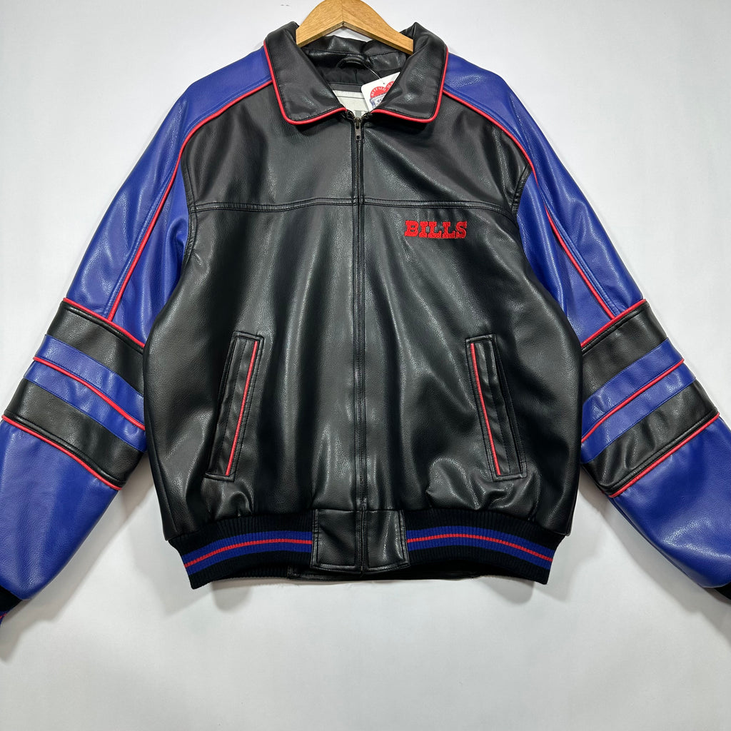 Vintage Buffalo Bills Vegan Leather Bomber Jacket Large