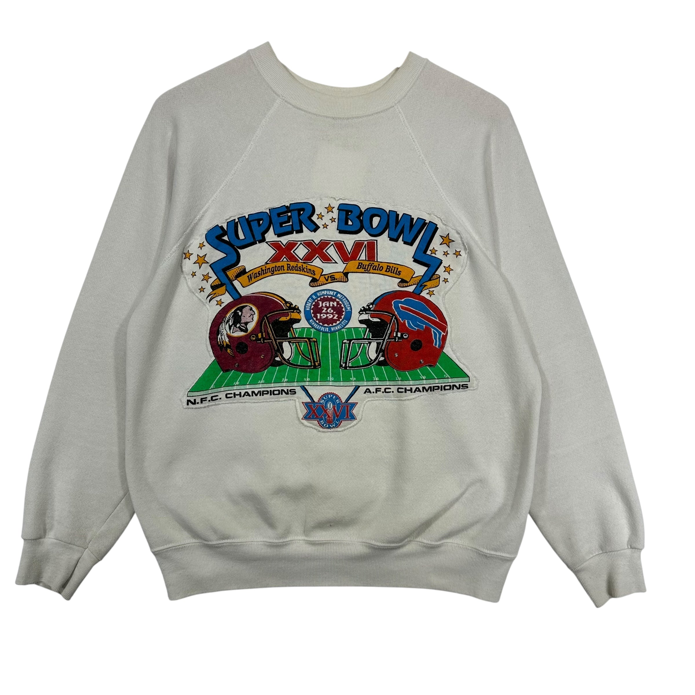 Vintage Buffalo Bills Washington Redskins 1992 Super Bowl Crewneck Sweatshirt Medium