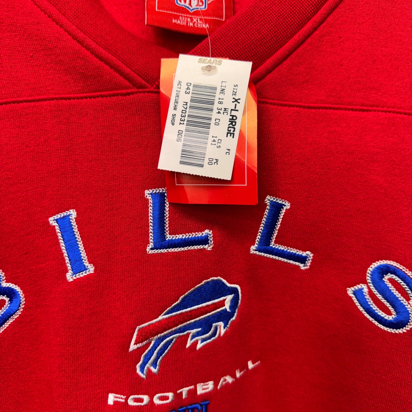 Vintage Buffalo Bills Deadstock V-Neck Crewneck Sweatshirt XL