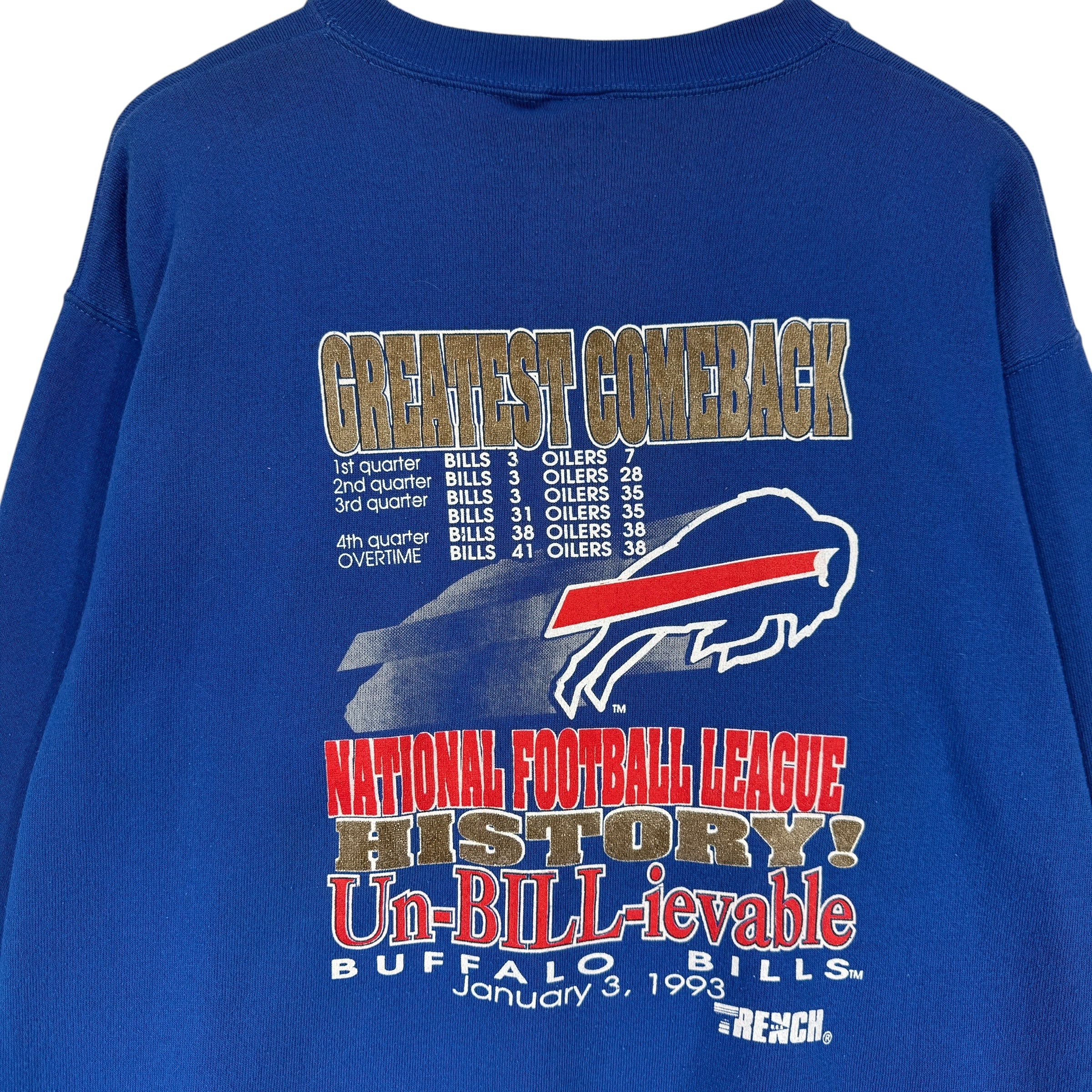 Vintage Buffalo Bills Un-Bill-ievable Comeback Crewneck Sweatshirt XL