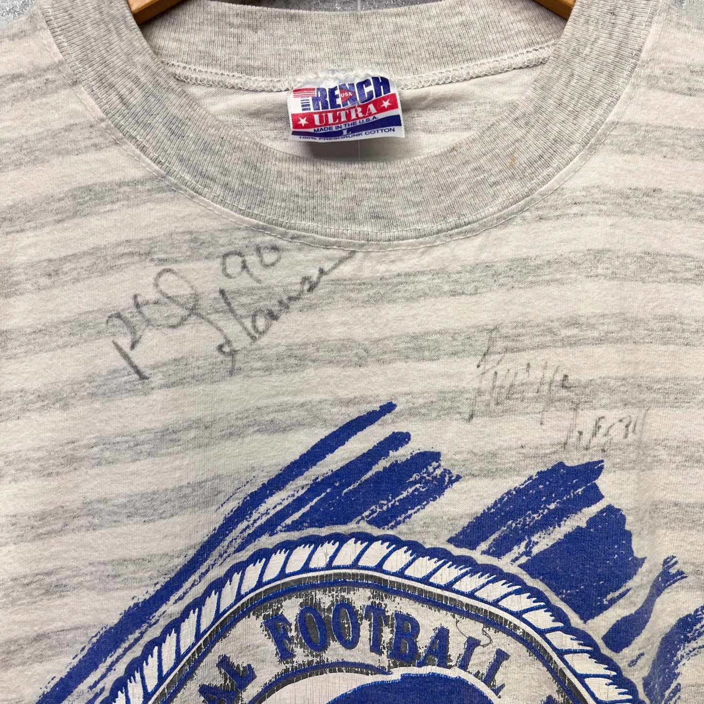 Vintage Buffalo Bills Striped Signed Shirt Large