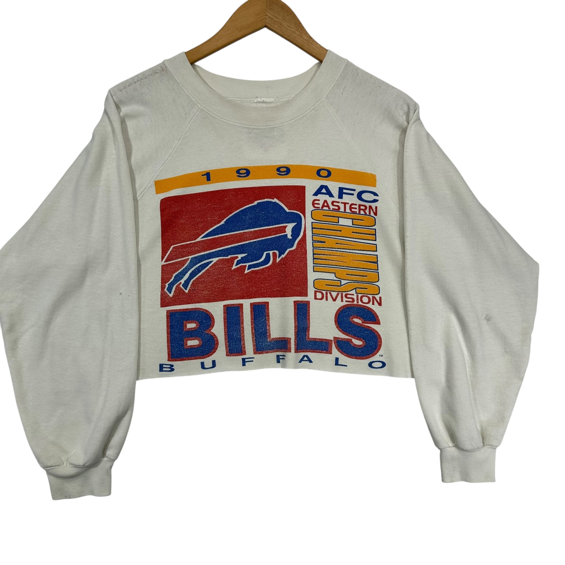 Vintage Buffalo Bills 1990 Division Champs Cropped Crewneck Sweatshirt Large