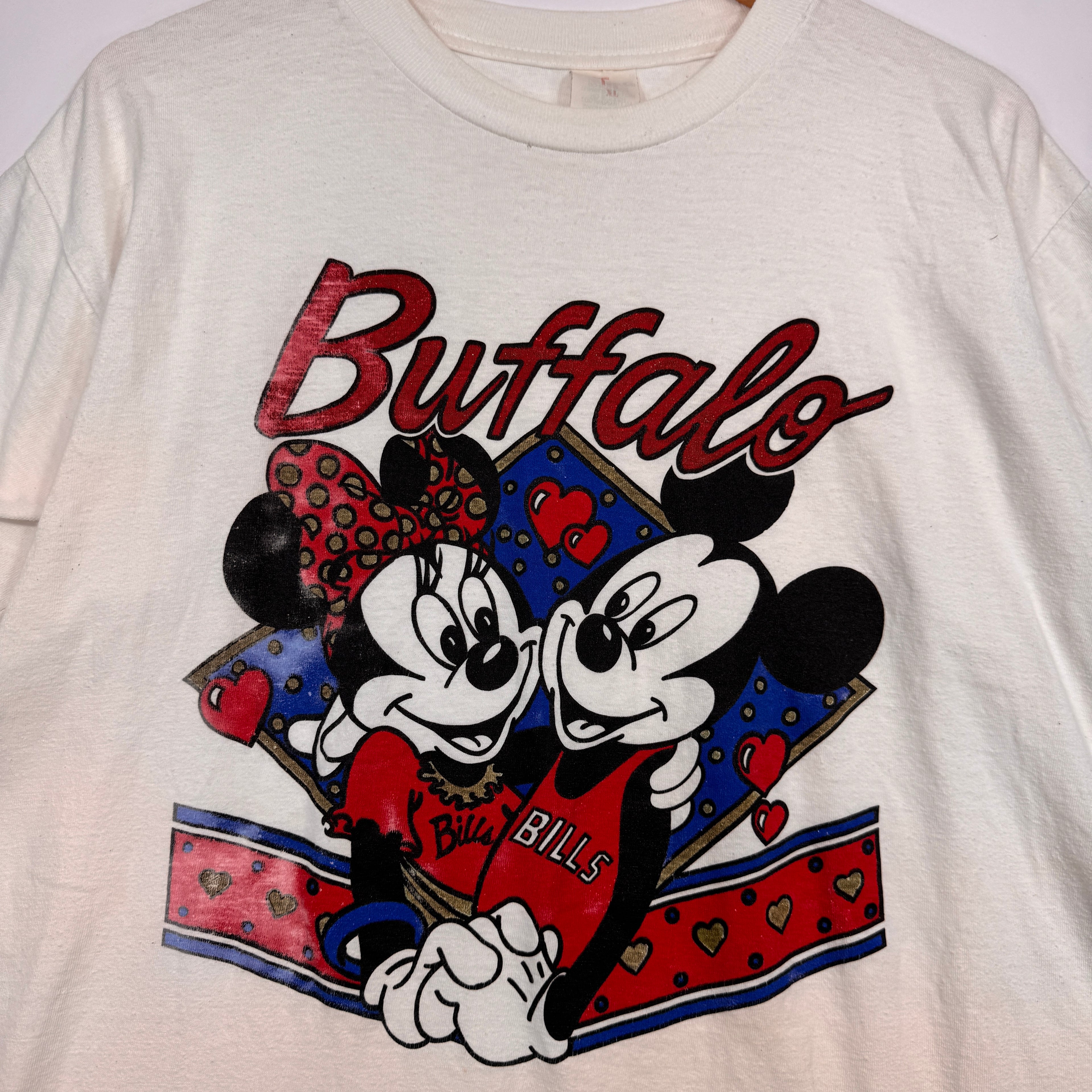 Vintage Buffalo Bills Mickey & Minnie Mouse Cartoon Shirt XL
