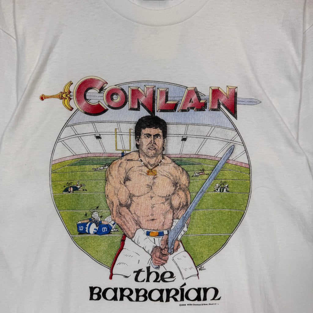 Vintage Buffalo Bills Shane Conlan the Barbarian Cartoon Shirt Large