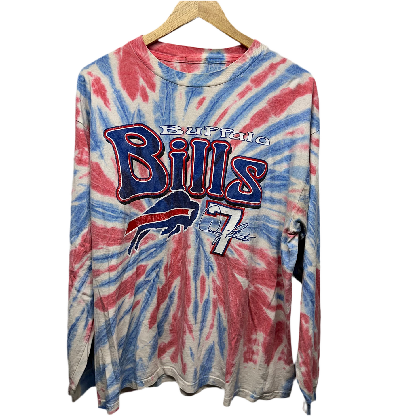 Vintage Buffalo Bills Doug Flutie Tie Dye Long Sleeve Shirt Large