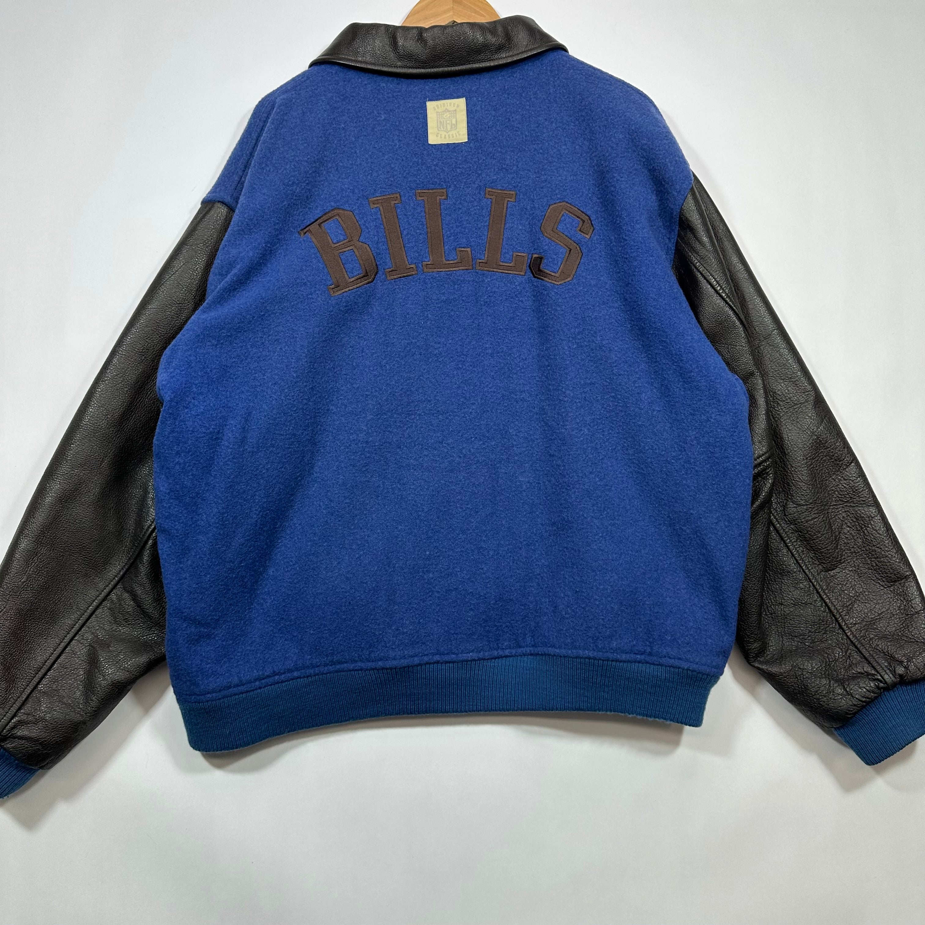 Vintage Buffalo Bills Wool Leather Bomber Jacket XL