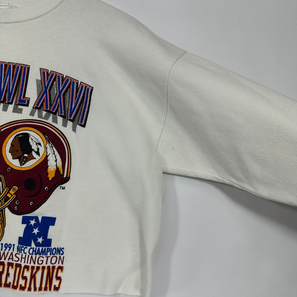 Vintage Buffalo Bills Washington Redskins 1992 Super Bowl Cropped Crewneck Sweatshirt Large