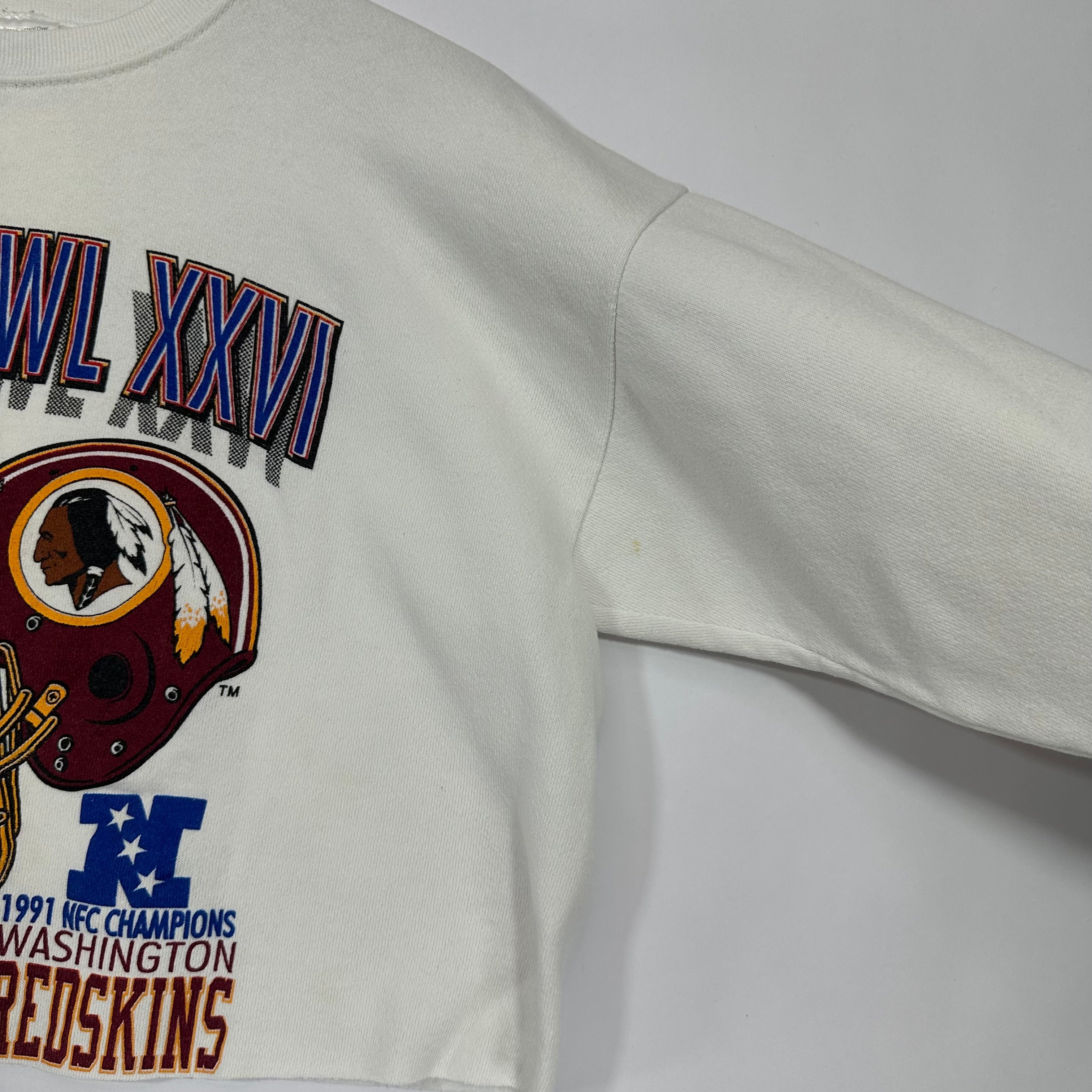 Vintage Buffalo Bills Washington Redskins 1992 Super Bowl Cropped Crewneck Sweatshirt Large