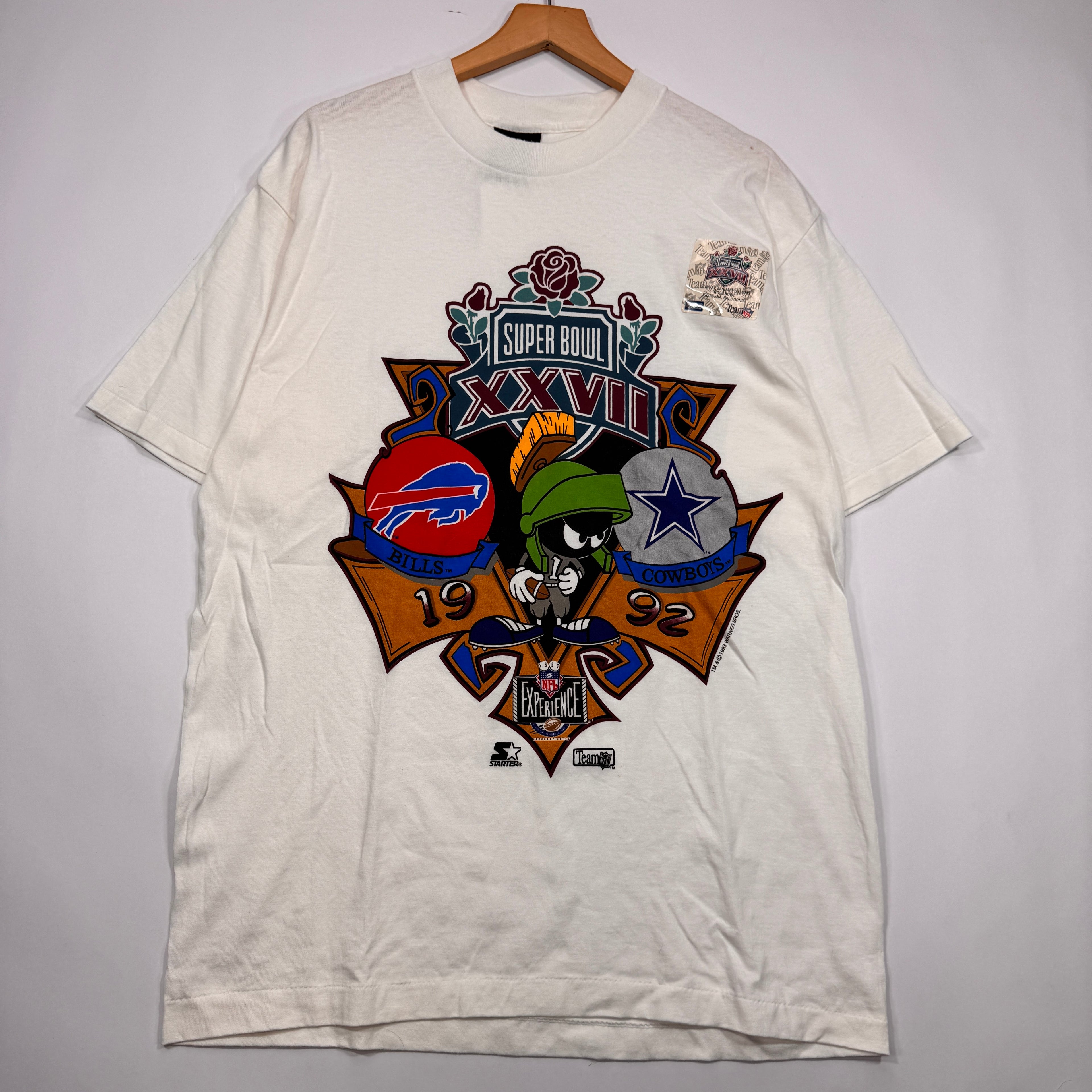 Vintage Buffalo Bills Deadstock 1992 Marvin the Martian Looney Tunes Cartoon Shirt Large