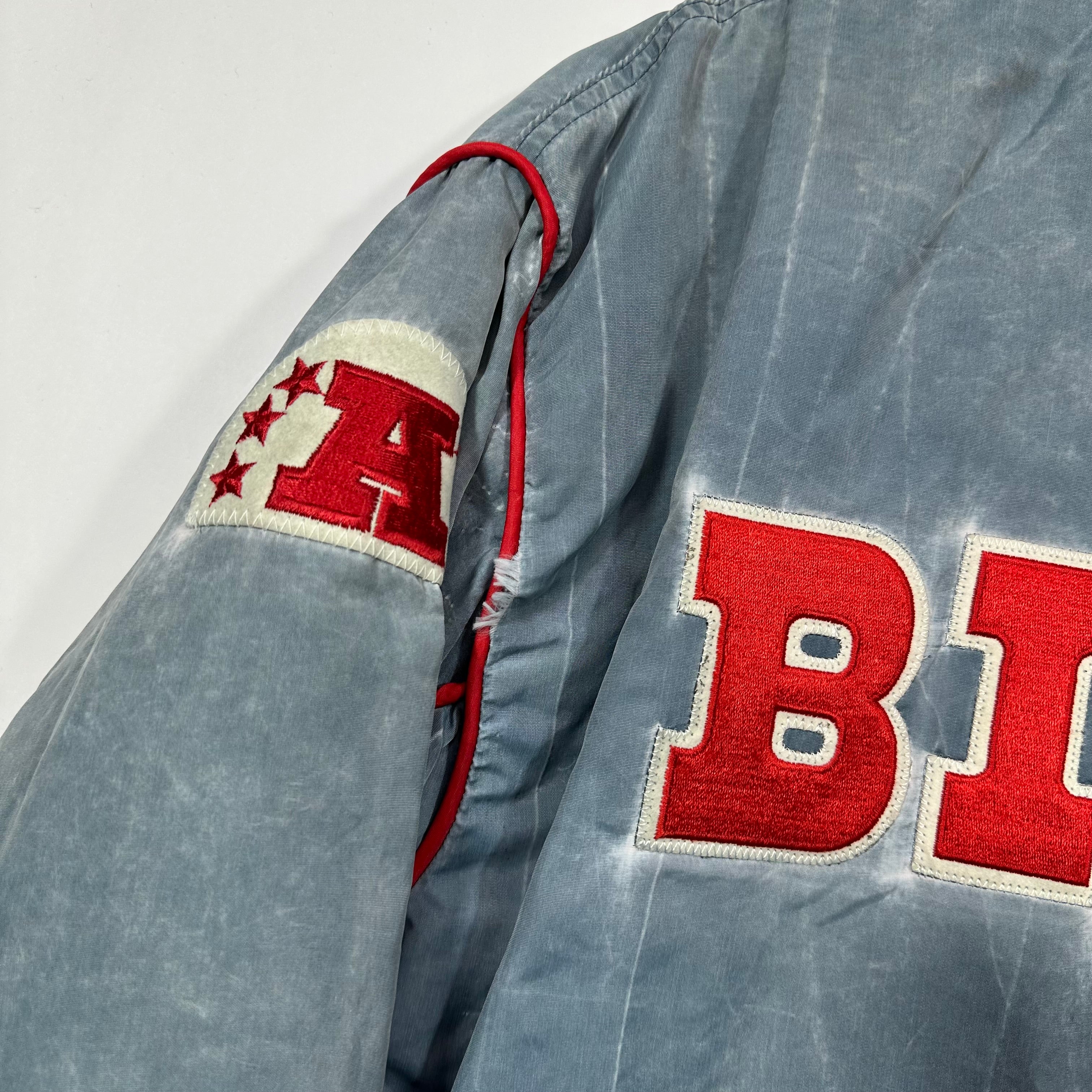 Vintage Buffalo Bills Starter Acid Wash Satin Bomber Jacket Large