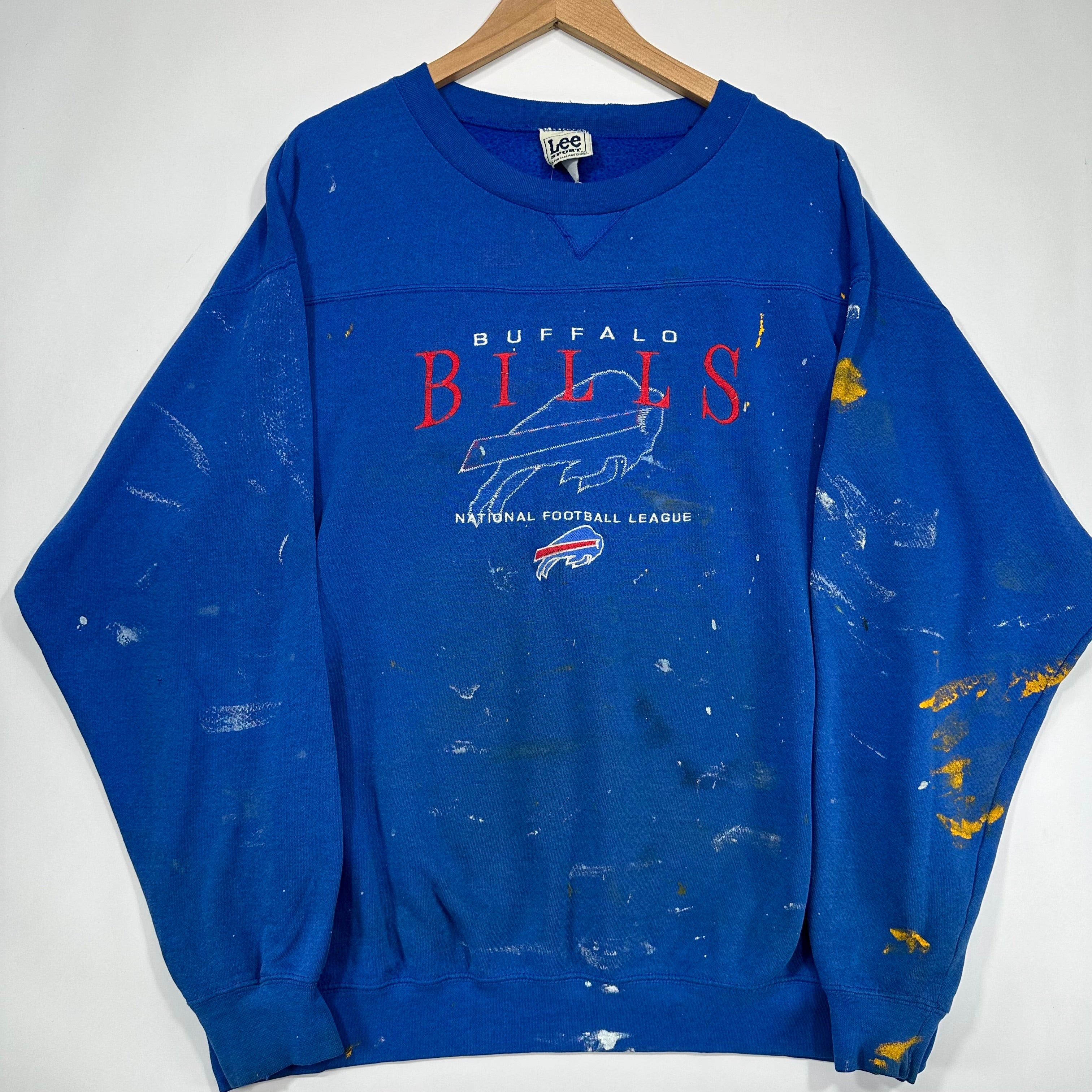 Vintage Buffalo Bills Paint Splatter Crewneck Sweatshirt XL