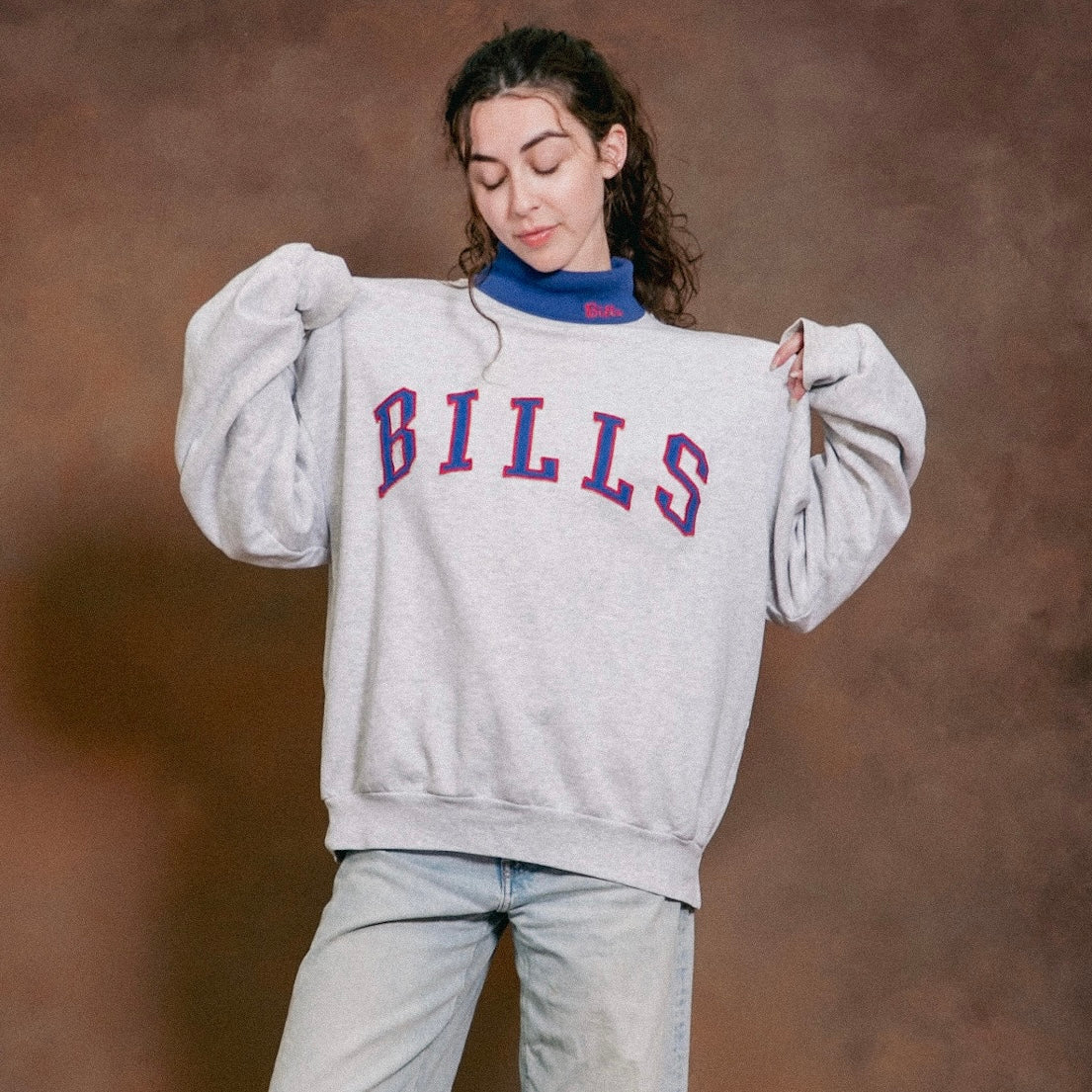 Vintage Buffalo Bills Upcycled Custom Turtleneck Sweatshirt XL