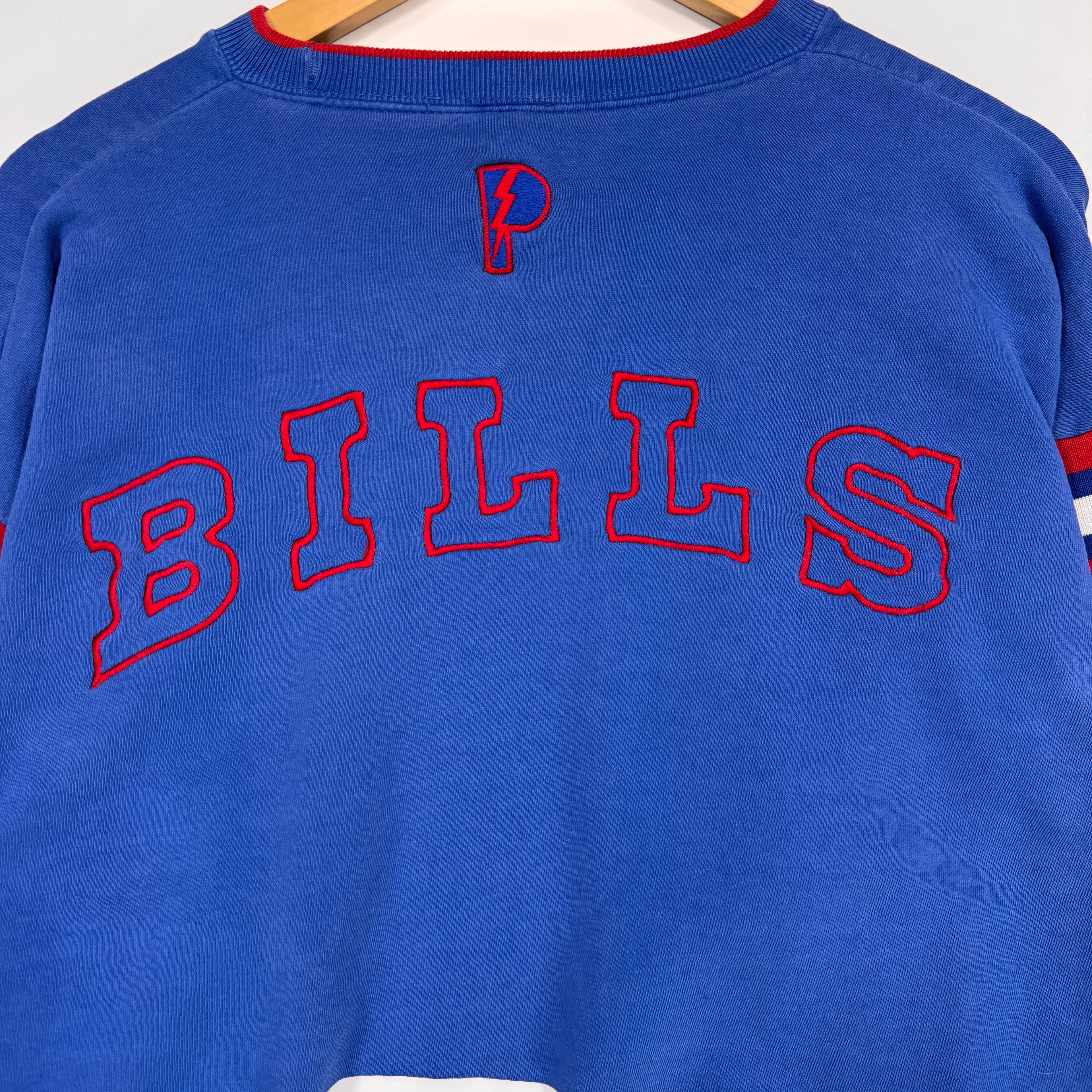 Vintage Buffalo Bills Embroidered Cropped Crewneck Sweatshirt Large