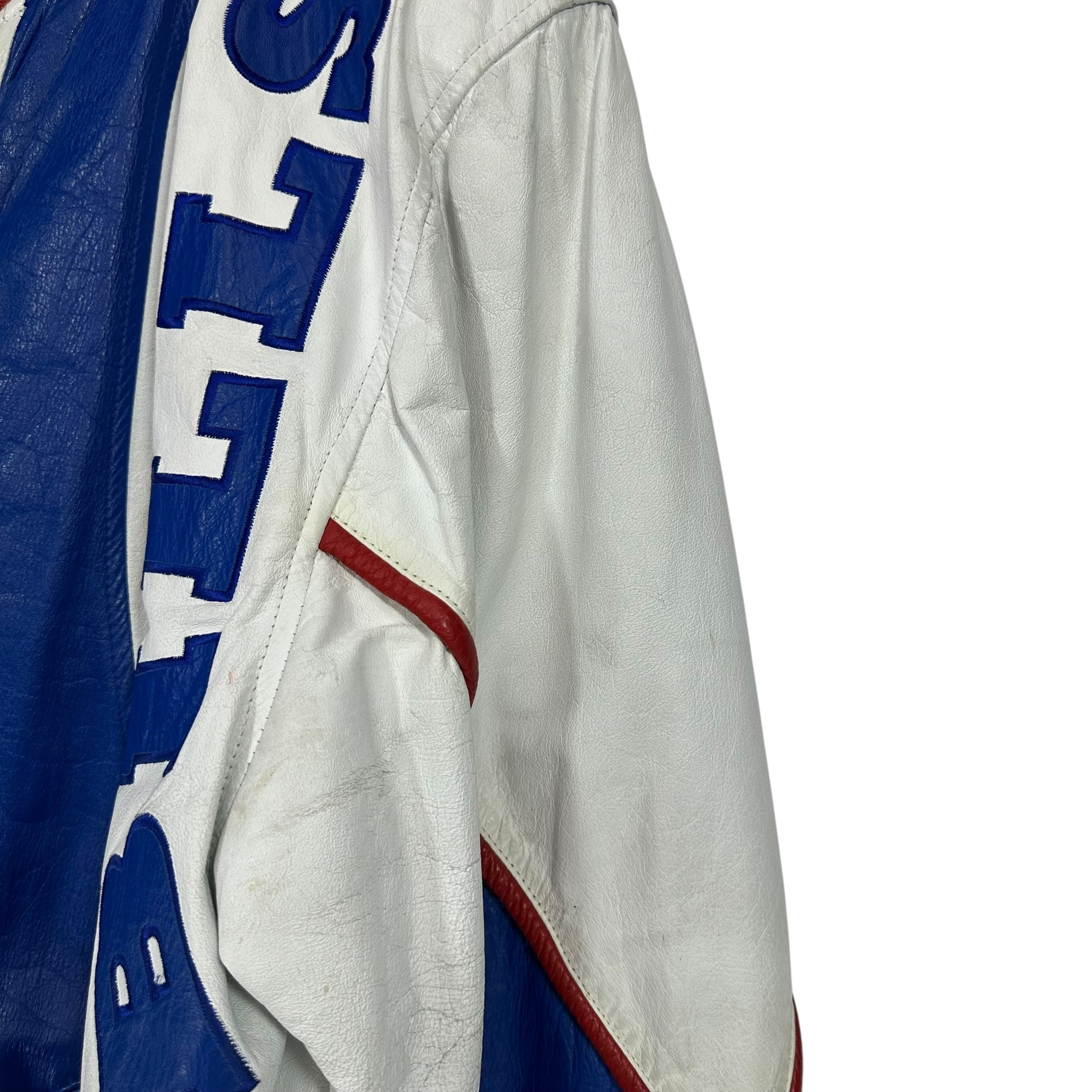 Vintage Buffalo Bills Leather Bomber Jacket Size XL Tall